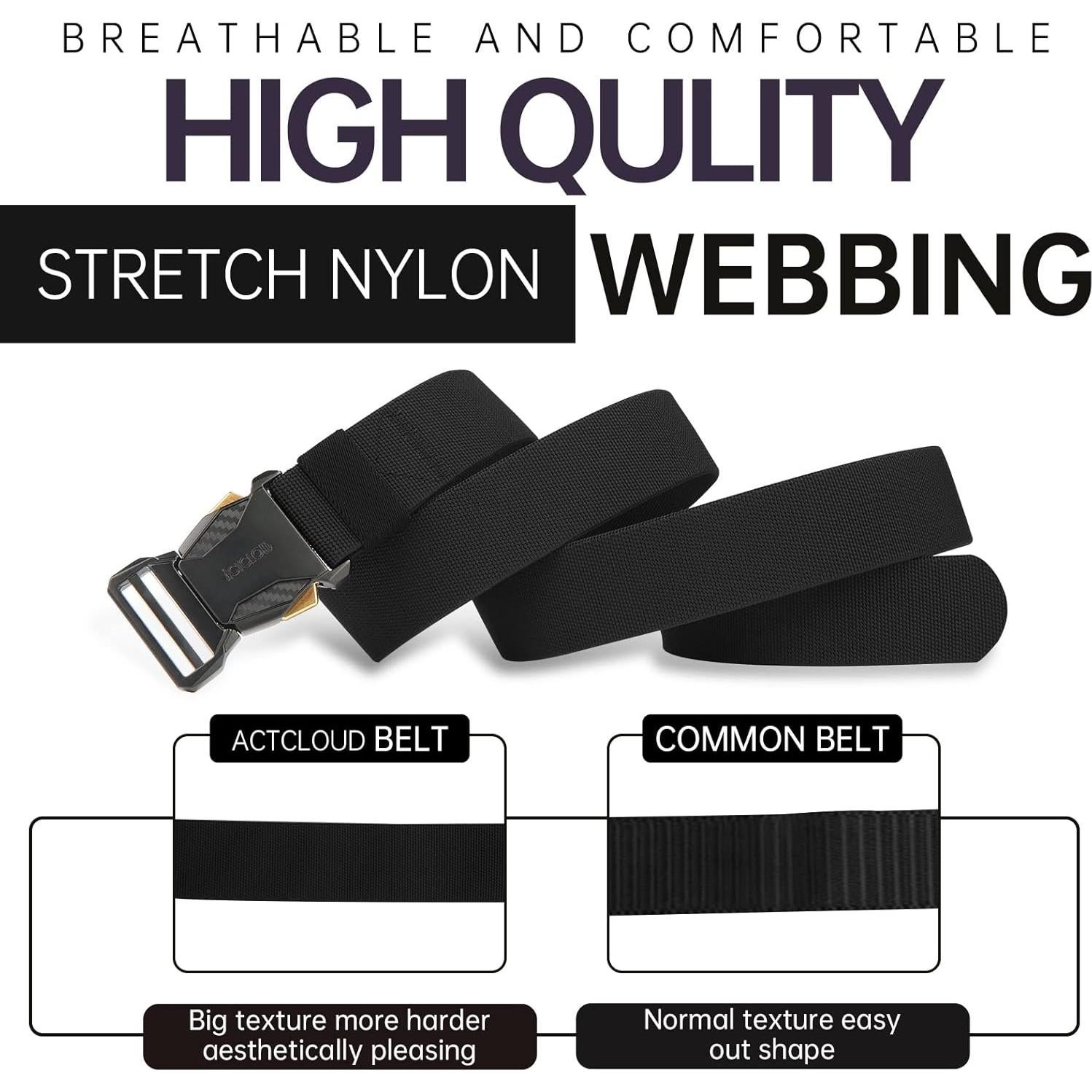 Cinturón Táctico Nylon Elástico Liberación Rápida Negro M