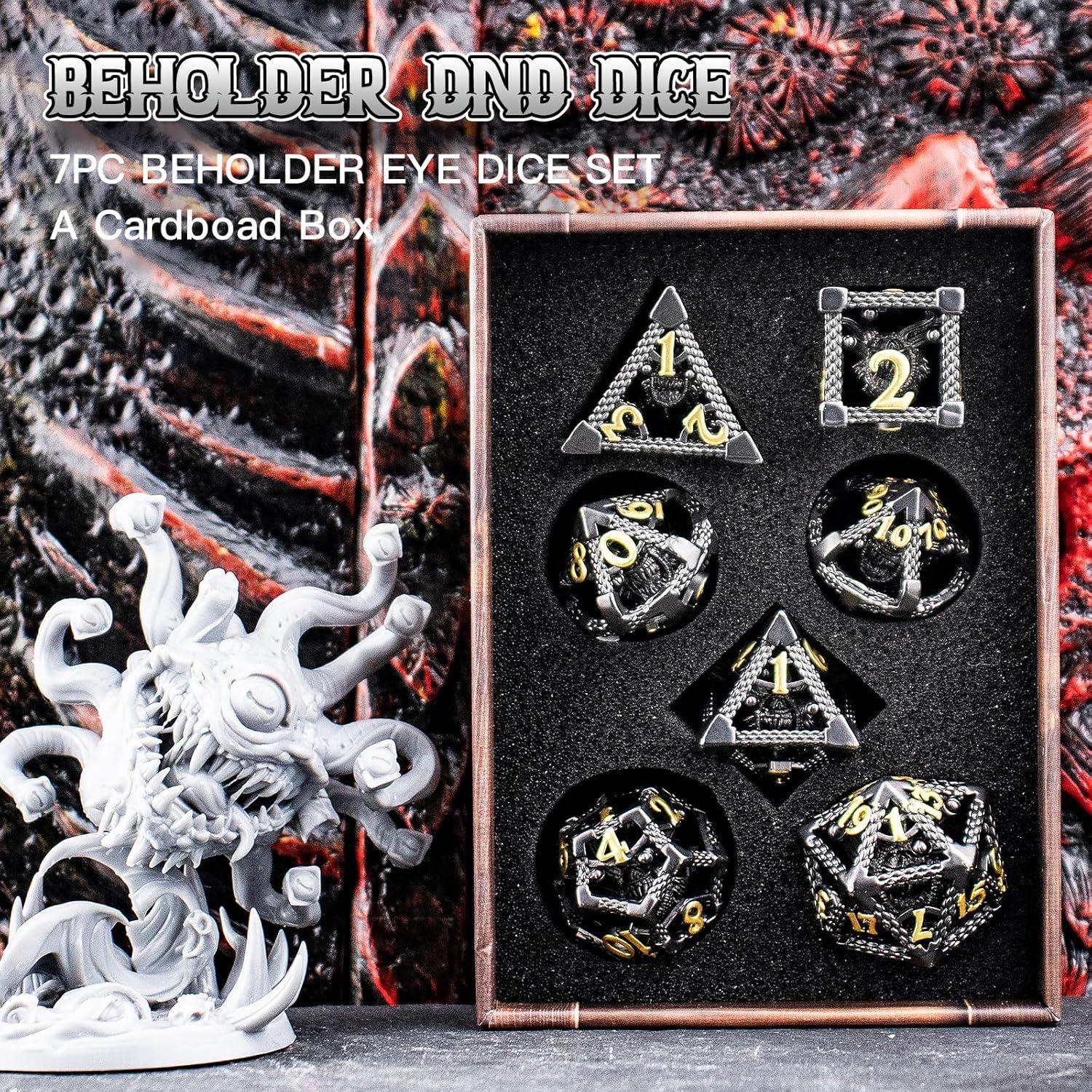 Conjunto de Dados Beholder D&D HNCCESG 7 Piezas Metal