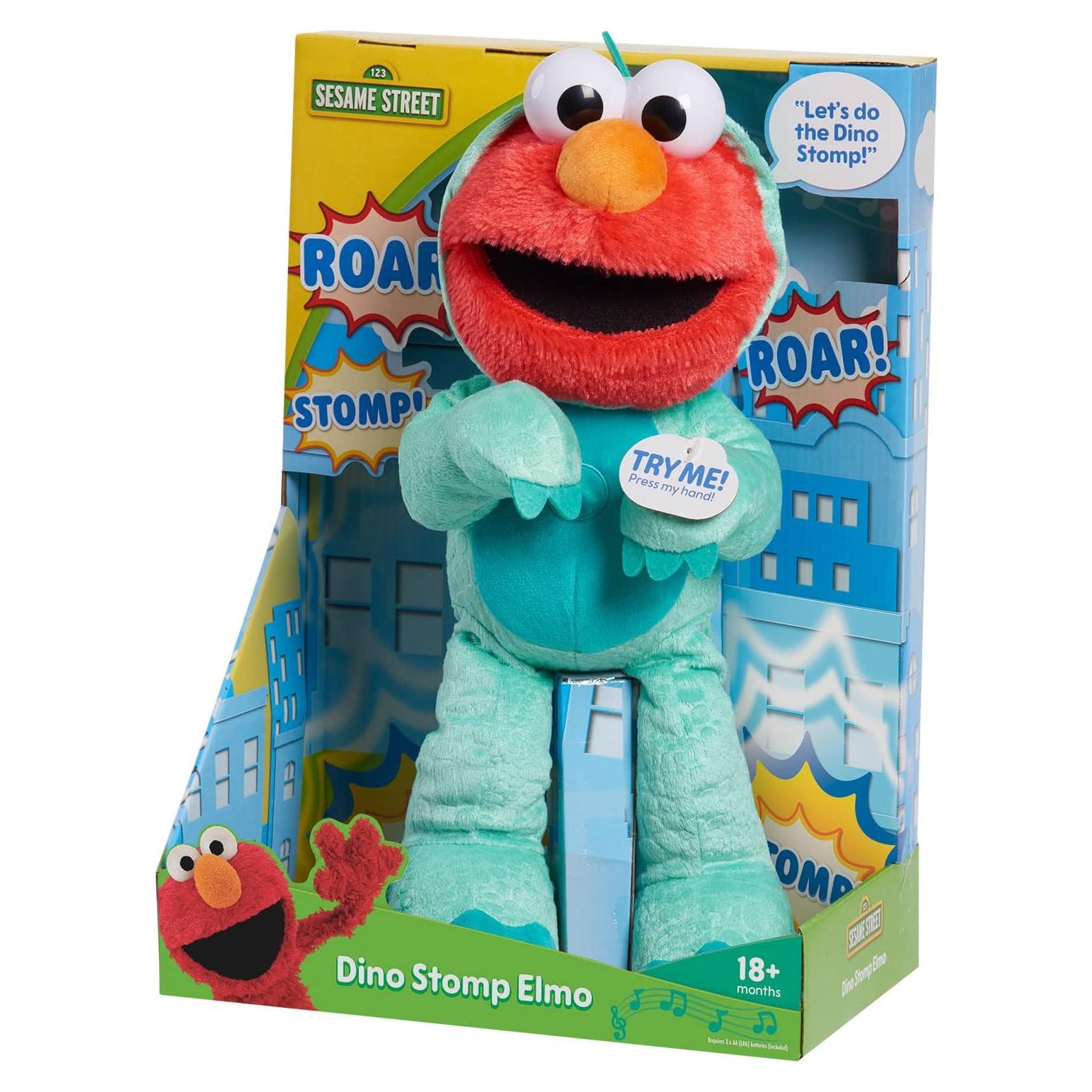 Peluche Elmo Dino Stomp 33 cm Just Play Canta y Baila