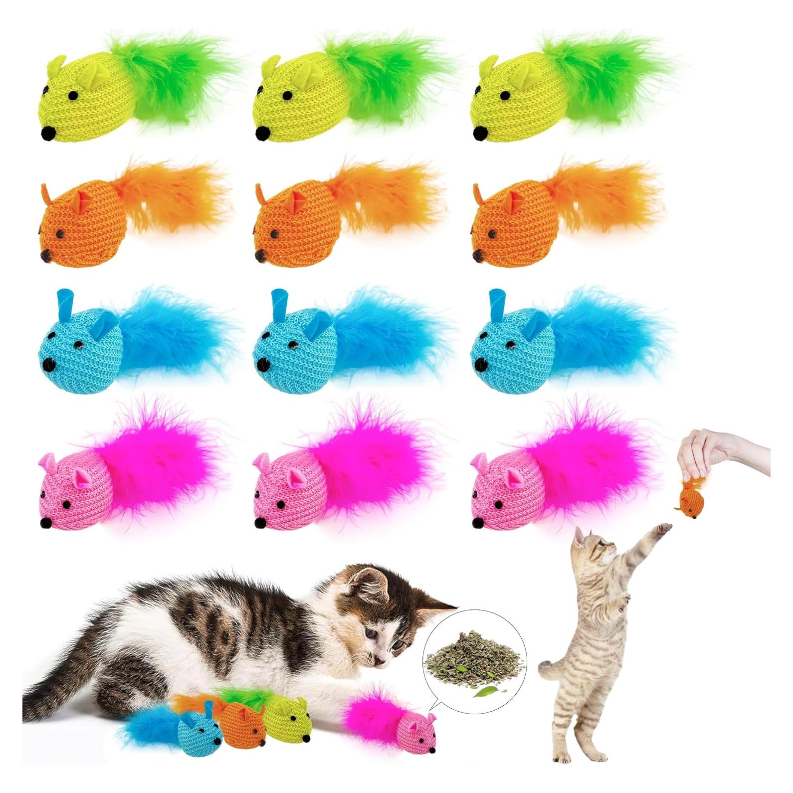 Juguetes Interactivos para Gatos SUPERPAWS - 12 Piezas con Hierba Gatera