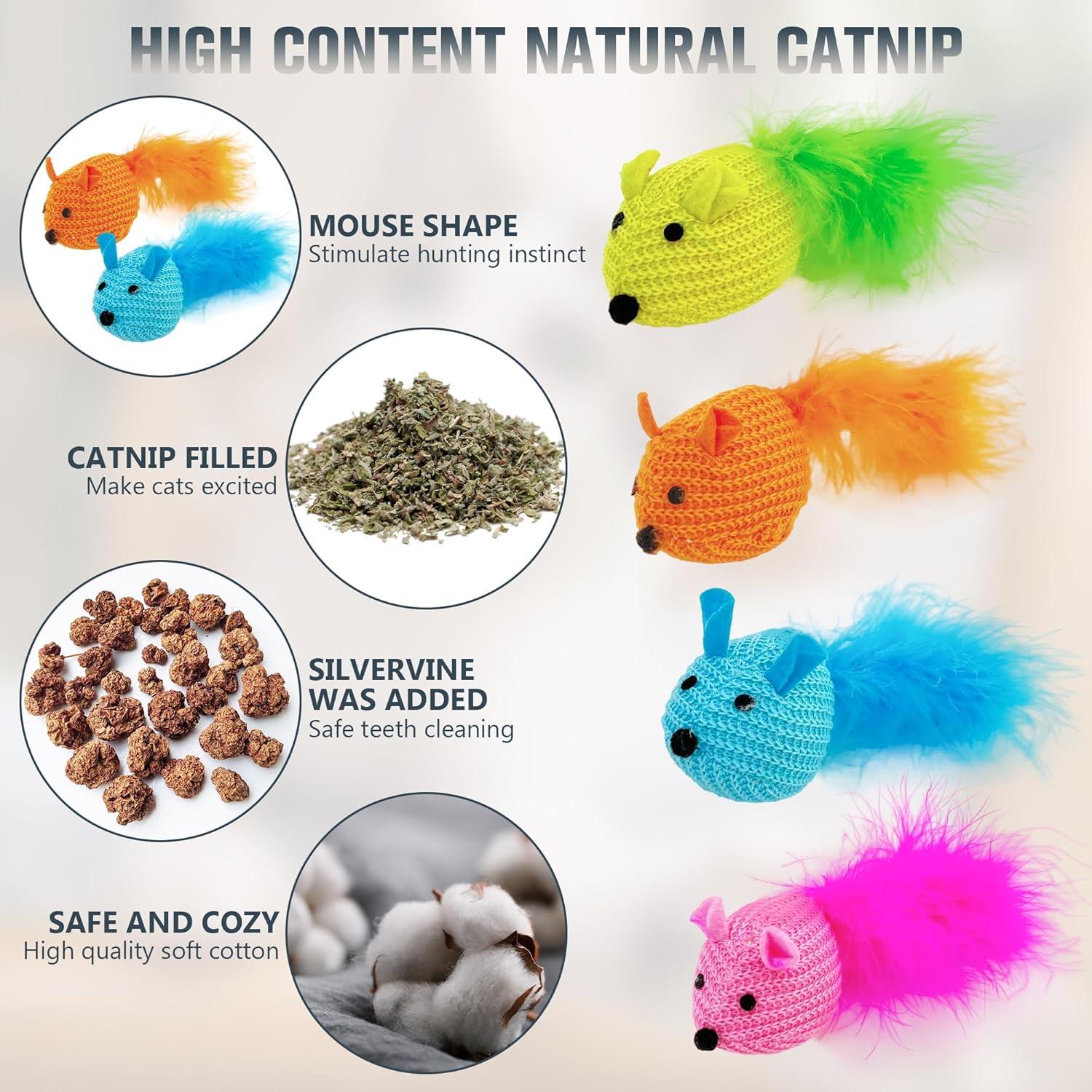 Juguetes Interactivos para Gatos SUPERPAWS - 12 Piezas con Hierba Gatera