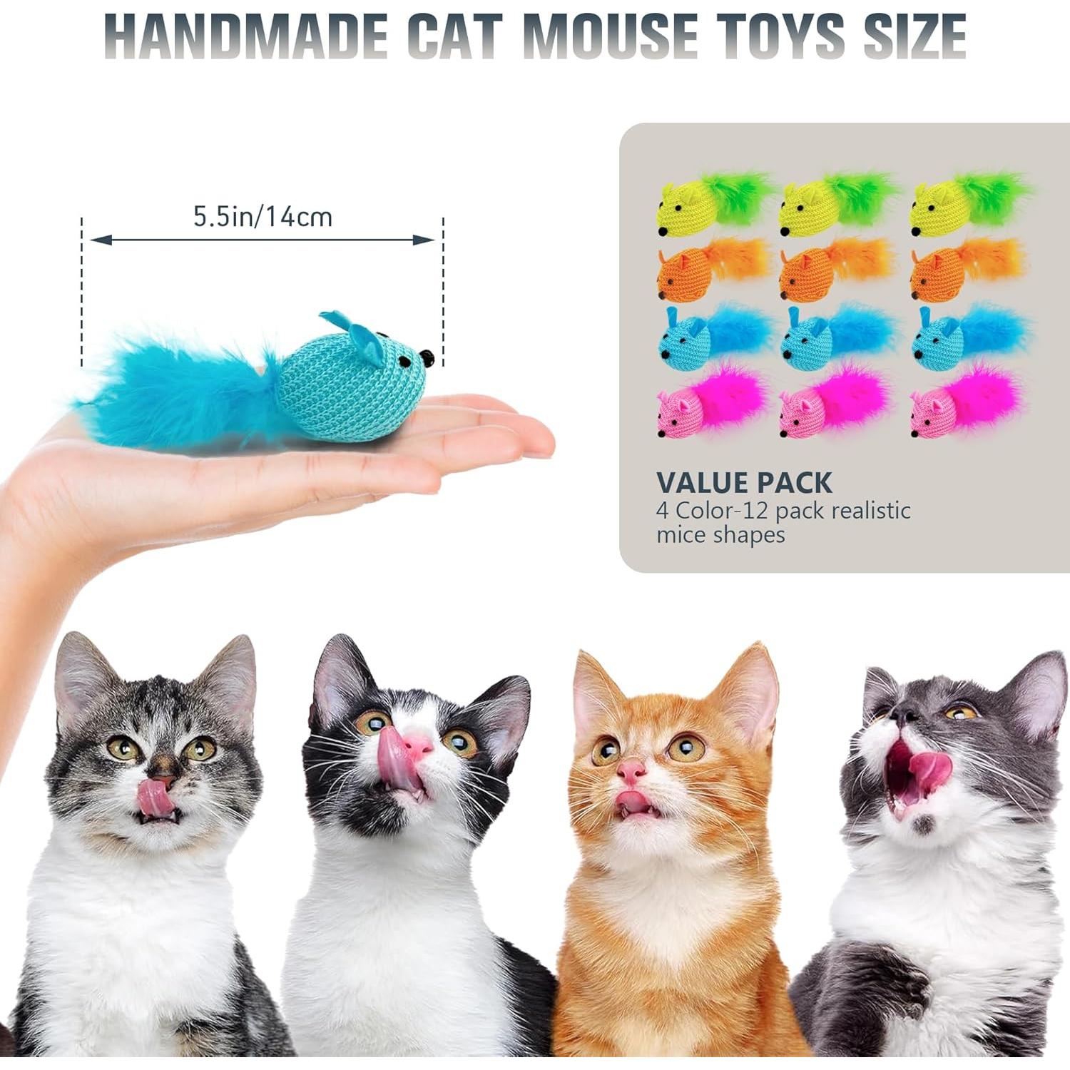 Juguetes Interactivos para Gatos SUPERPAWS - 12 Piezas con Hierba Gatera