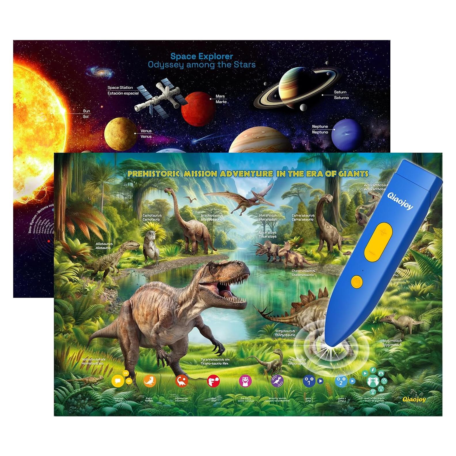 Póster Interactivo Bilingüe Qiaojoy Dinosaurios y Espacio