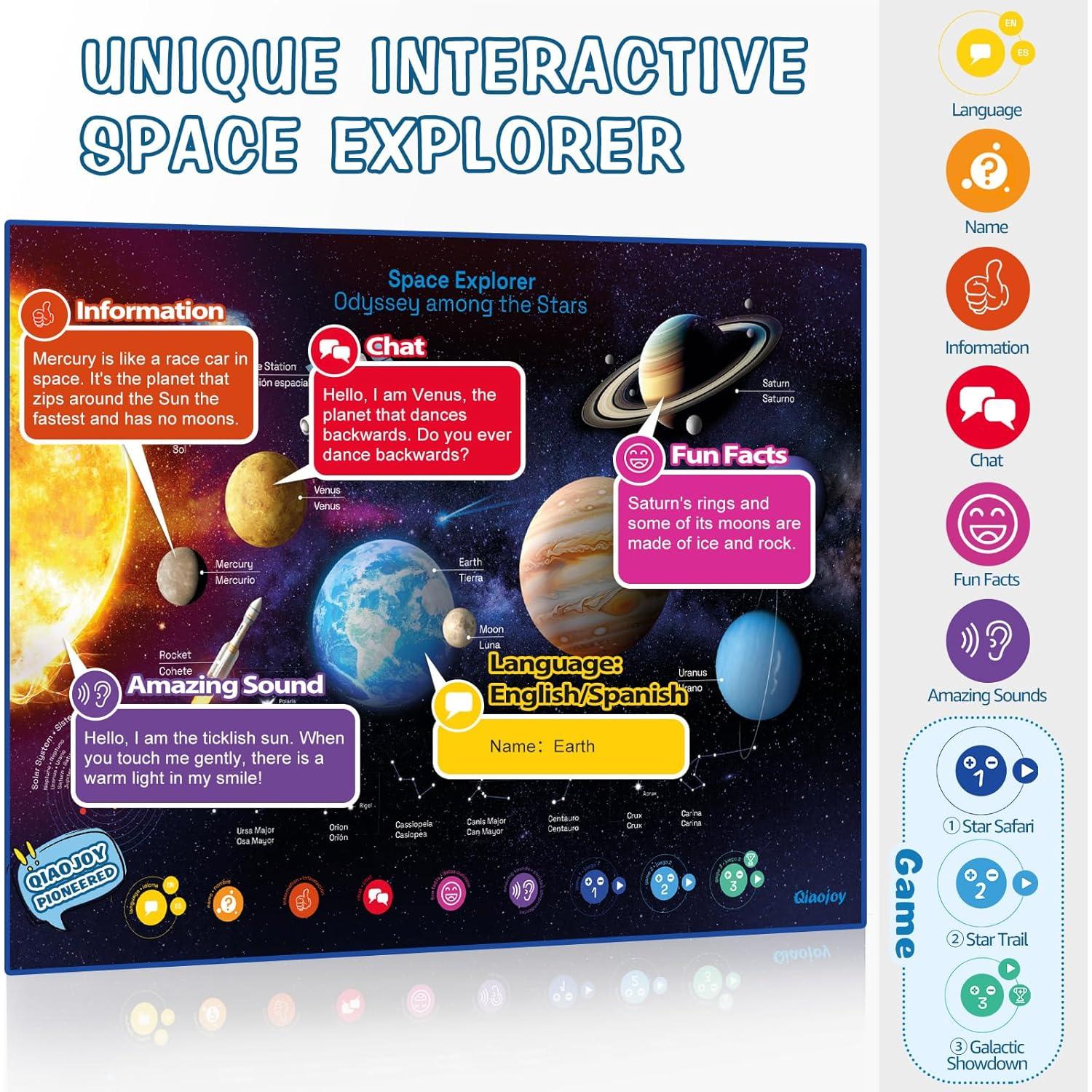 Póster Interactivo Bilingüe Qiaojoy Dinosaurios y Espacio