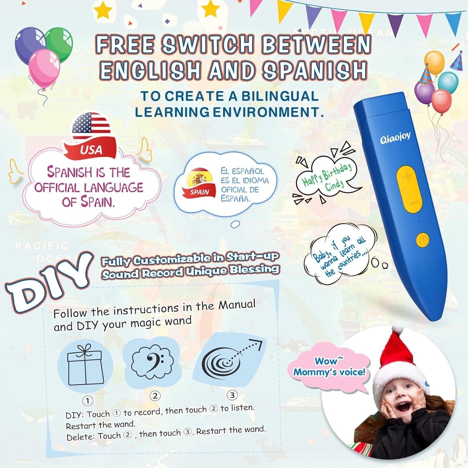 Póster Interactivo Bilingüe Qiaojoy Dinosaurios y Espacio