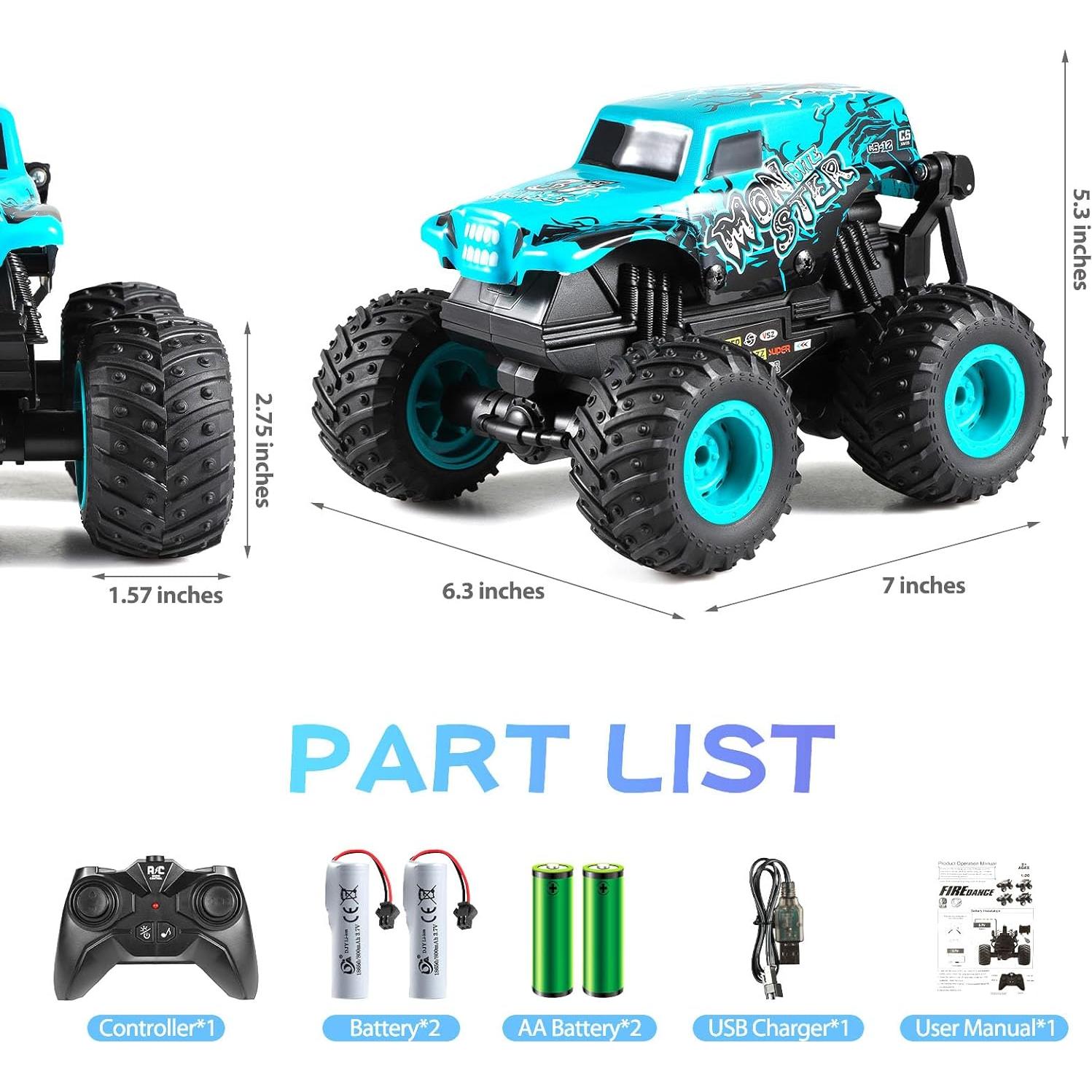 Coche RC DYODYORC Monstruo Azul Todo Terreno 2.4GHz