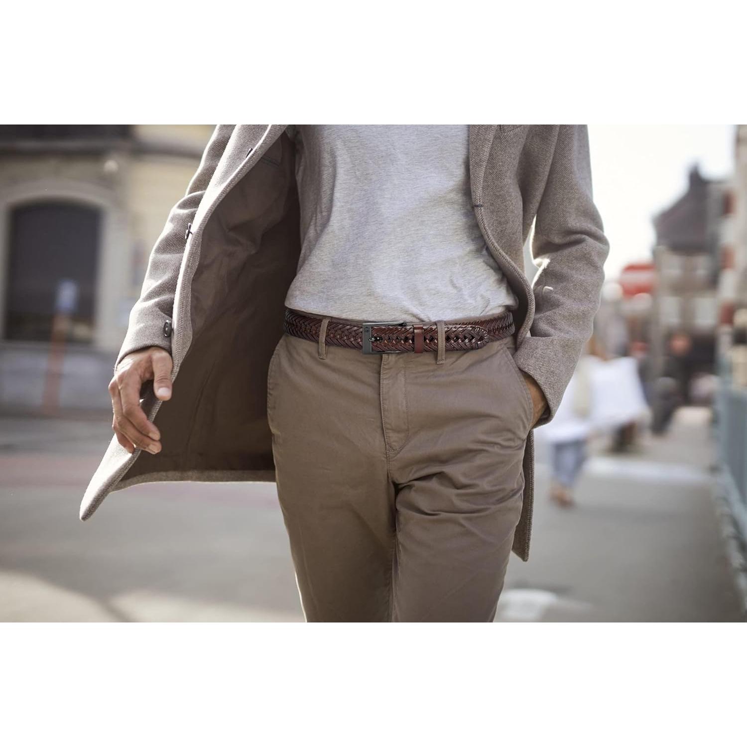 Cinturón de Cuero Trenzado CHAOREN para Hombres 2,86 cm