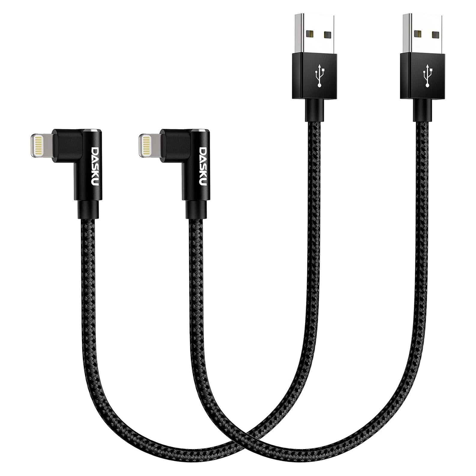 Cargador Lightning Dasku 1FT Negro 2Pack Carga Rápida