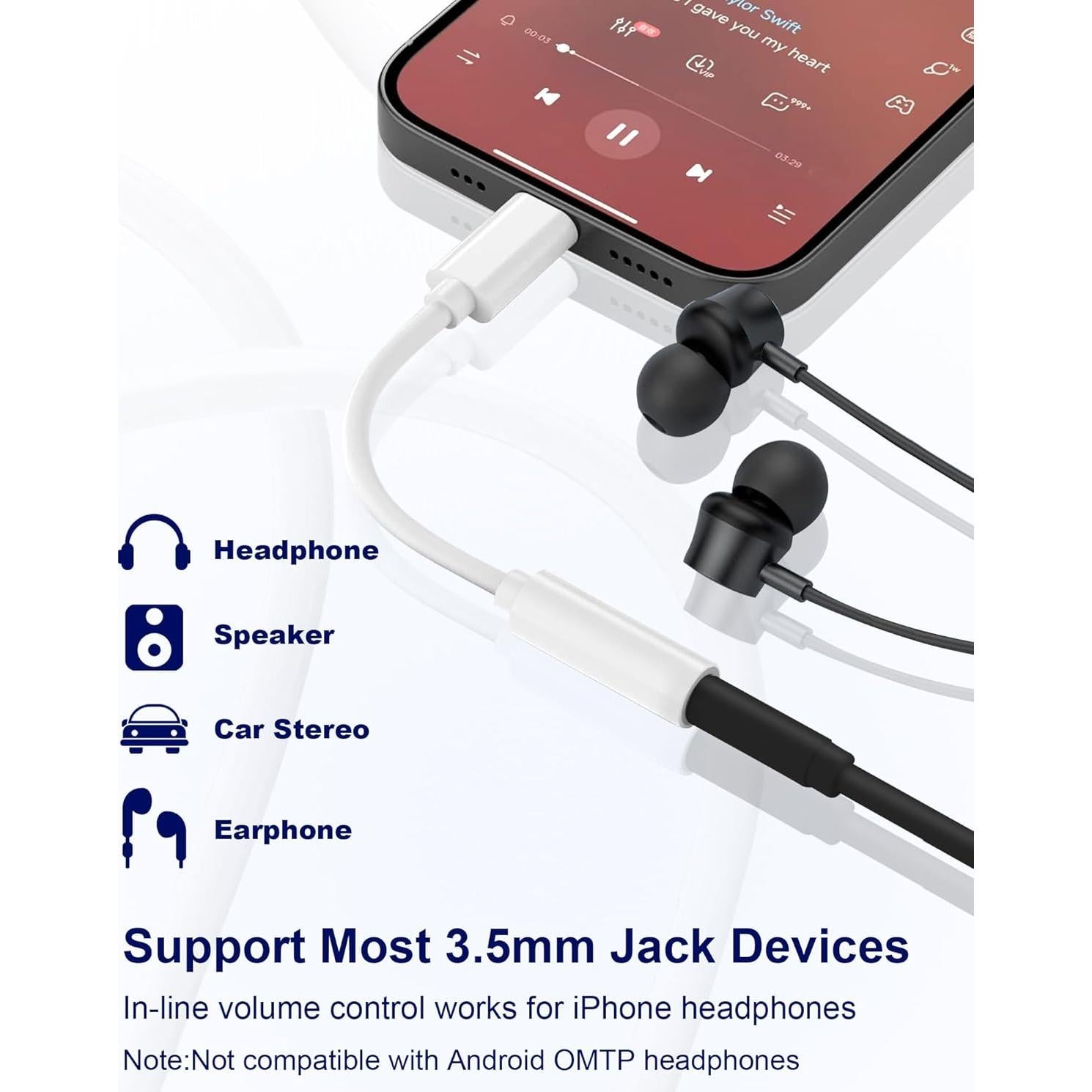 Adaptador Lightning a 3.5mm Fonestuff 2 Pack para iPhone