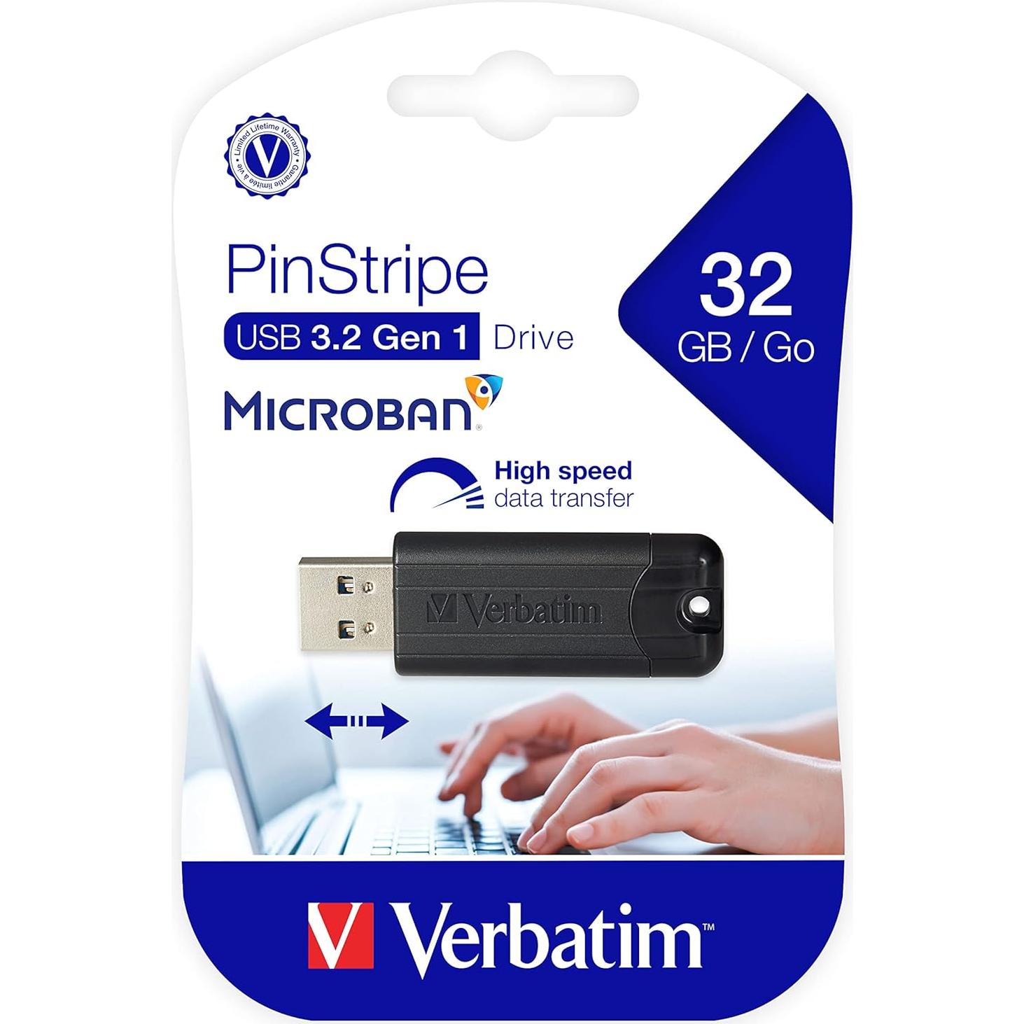 Pendrive Verbatim 32GB USB 3.2 Gen 1 Retráctil Negro