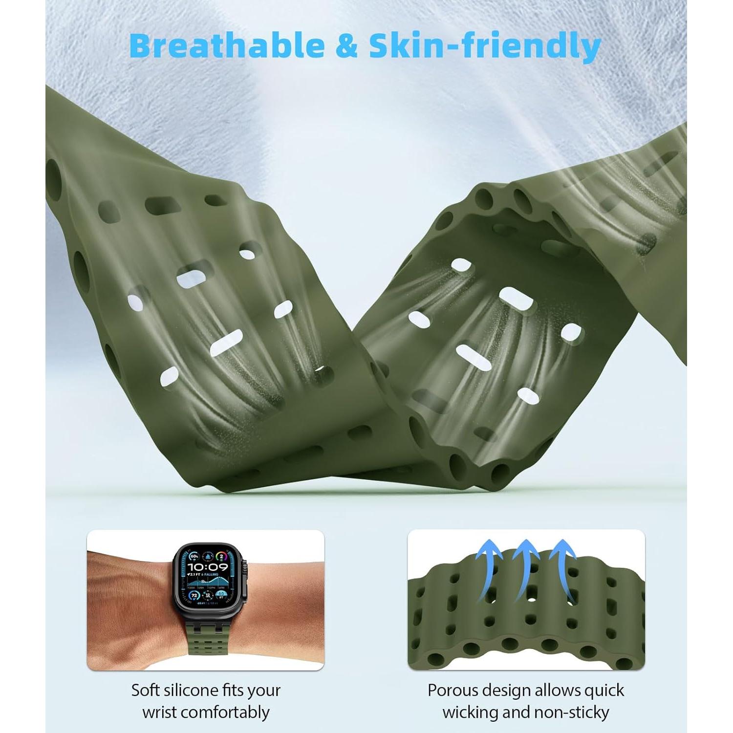 Correa MoKo para Apple Watch Ultra 2/Series 10-1, Silicona Transpirable