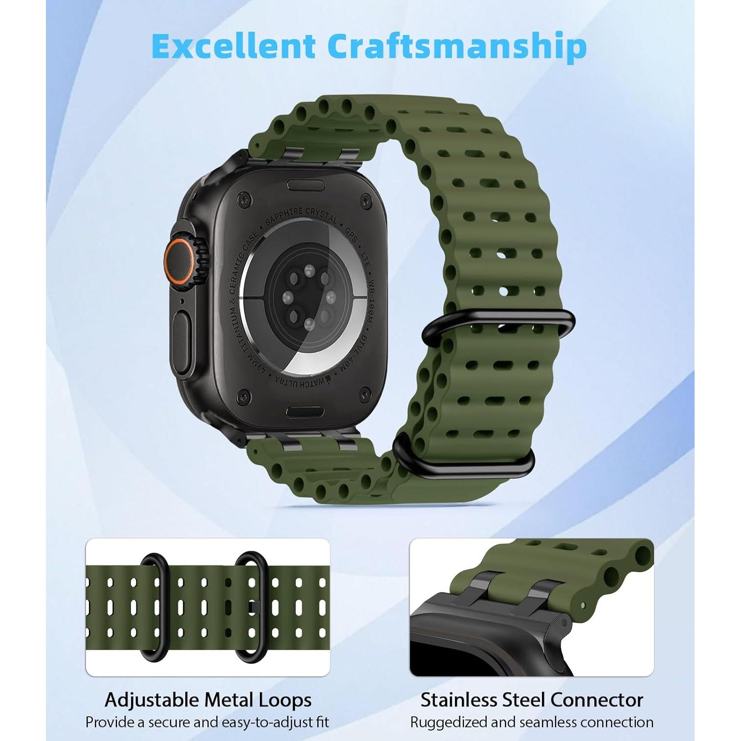 Correa MoKo para Apple Watch Ultra 2/Series 10-1, Silicona Transpirable