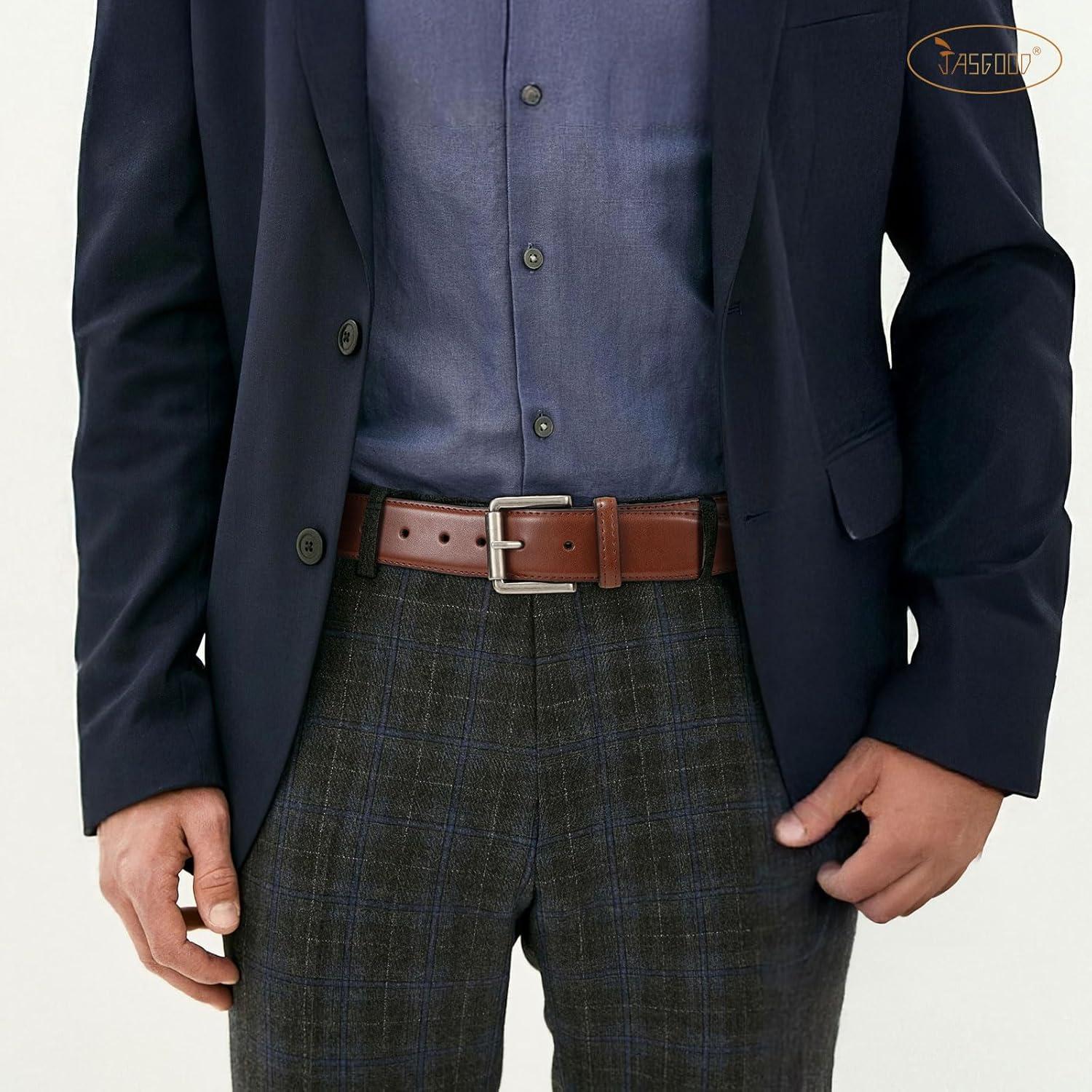 Cinturón de Cuero para Hombre JASGOOD - 3.8 cm Clásico