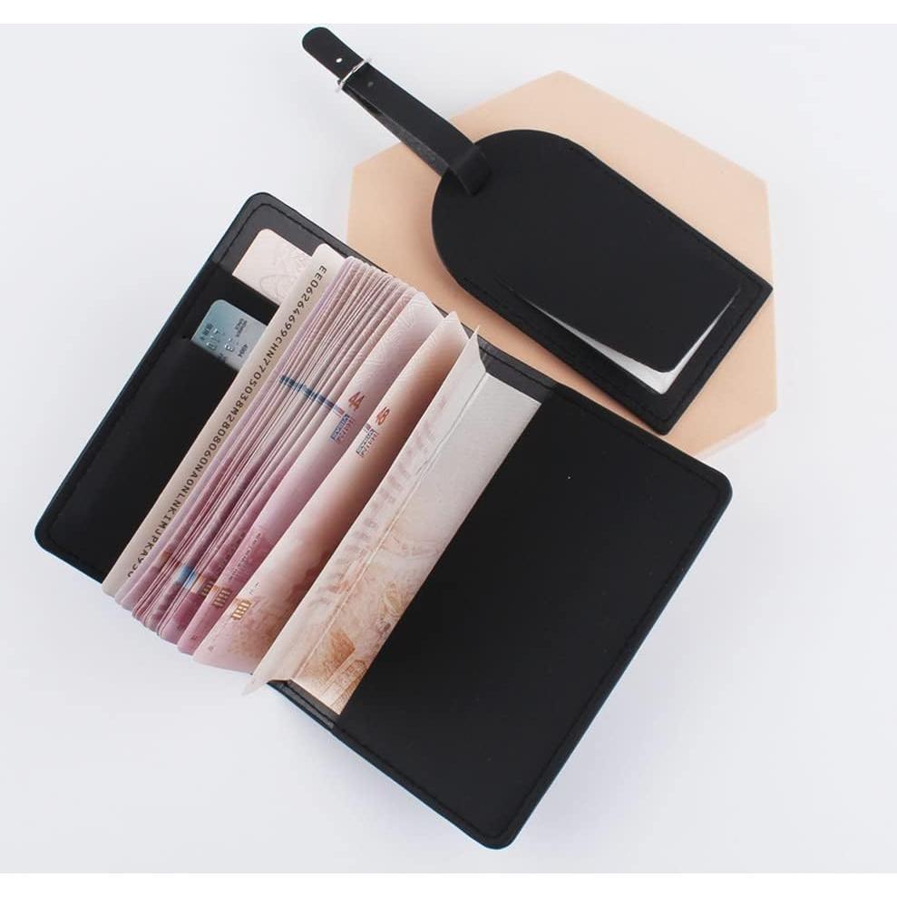 Conjunto de Etiquetas de Pasaporte y Equipaje Belsmi Negro Rosa