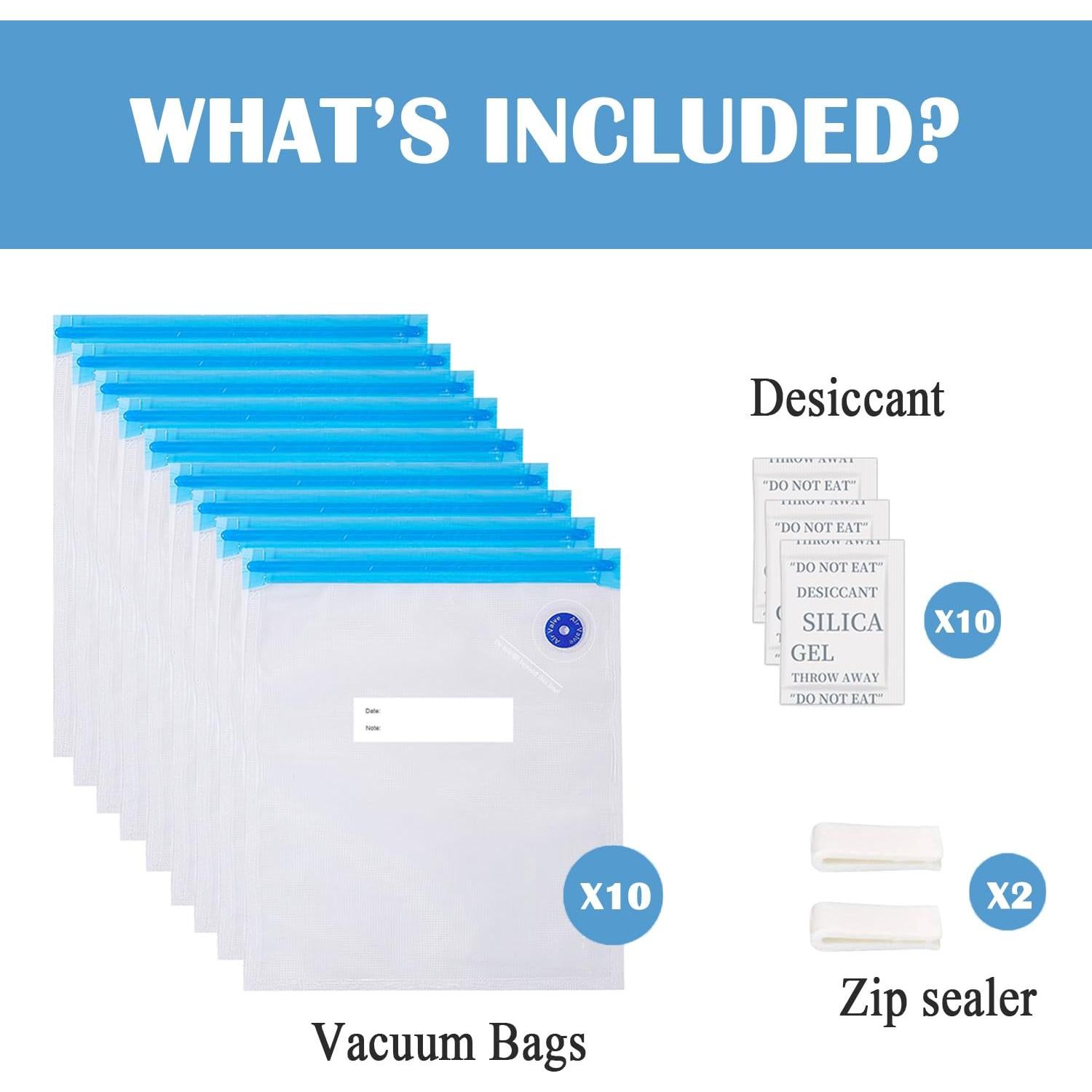 Kit de Bolsas de Almacenamiento al Vacío TIOPY 10 Piezas 30x34cm