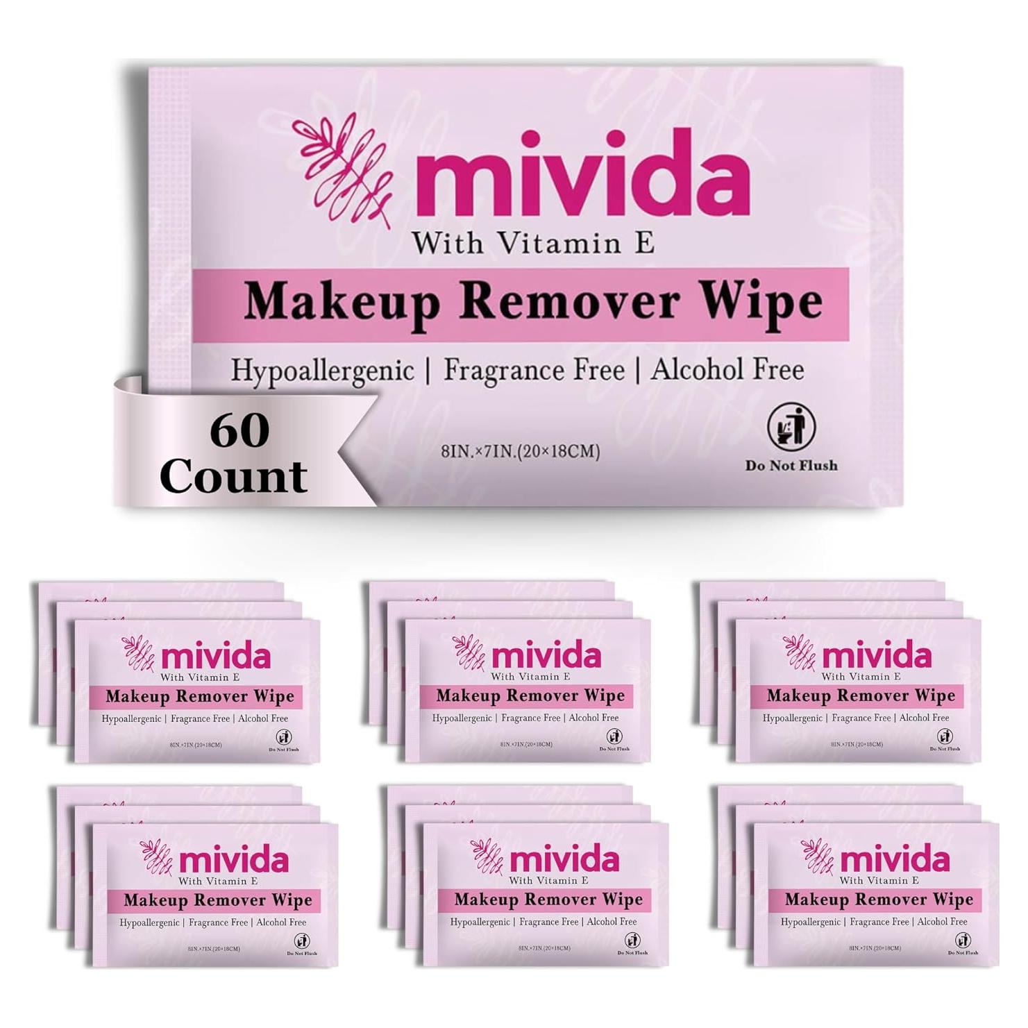 Toallitas Desmaquillantes Hipoalergénicas Mivida 60 Unidades