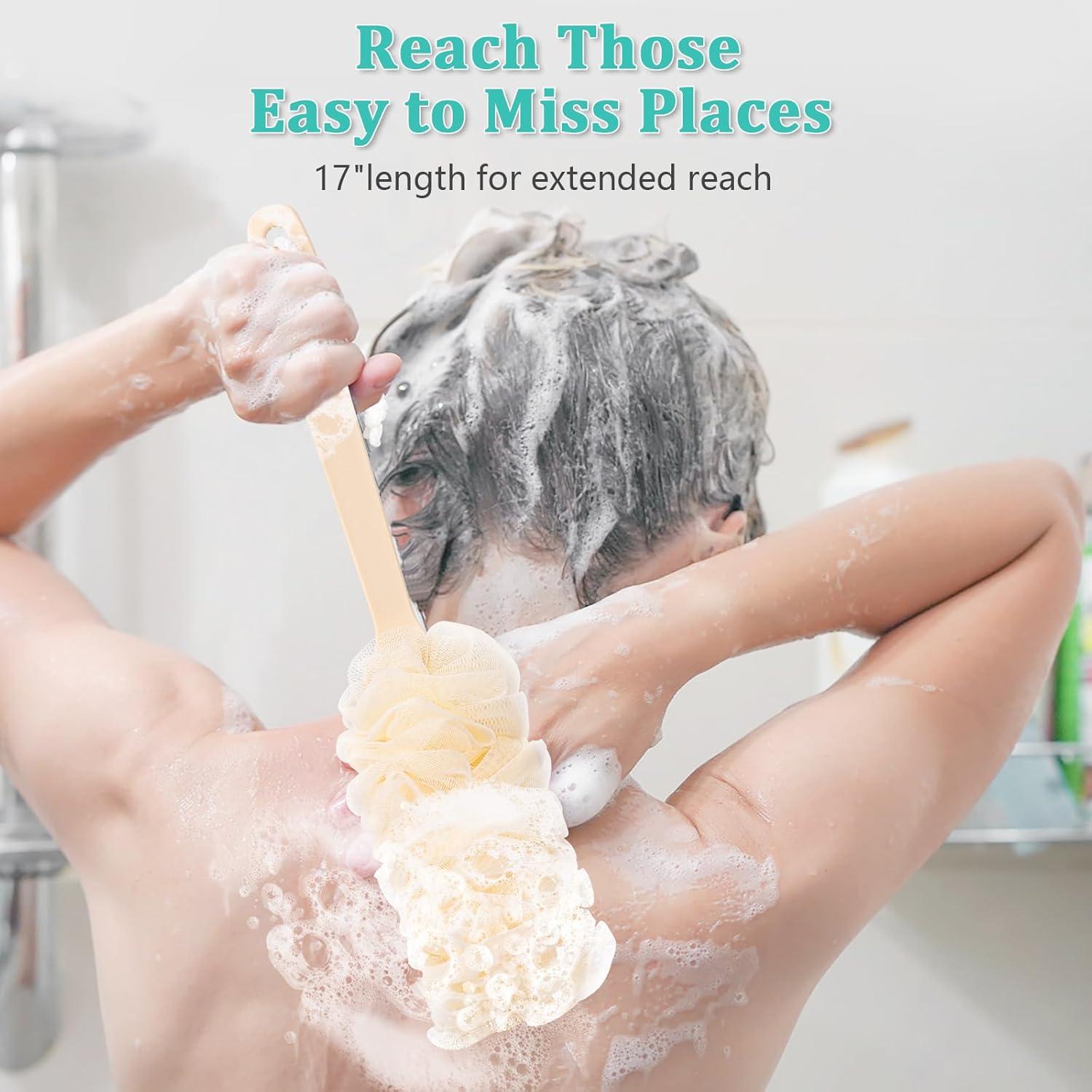 Esponja de Espalda con Mango Largo NICEMOVIC 43 cm Beige y Verde