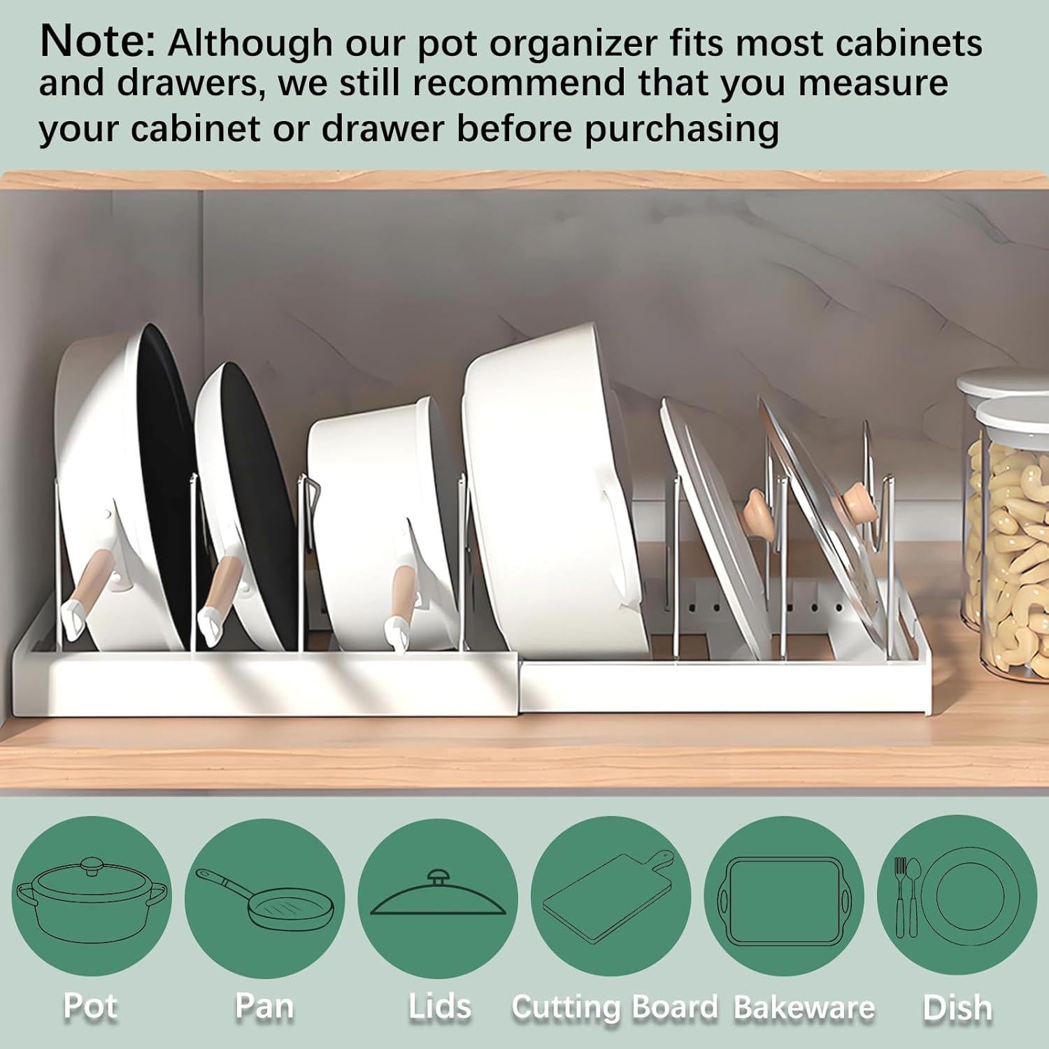 Organizador Expandible de Ollas y Sartenes KXSGKRR con 10 Divisores