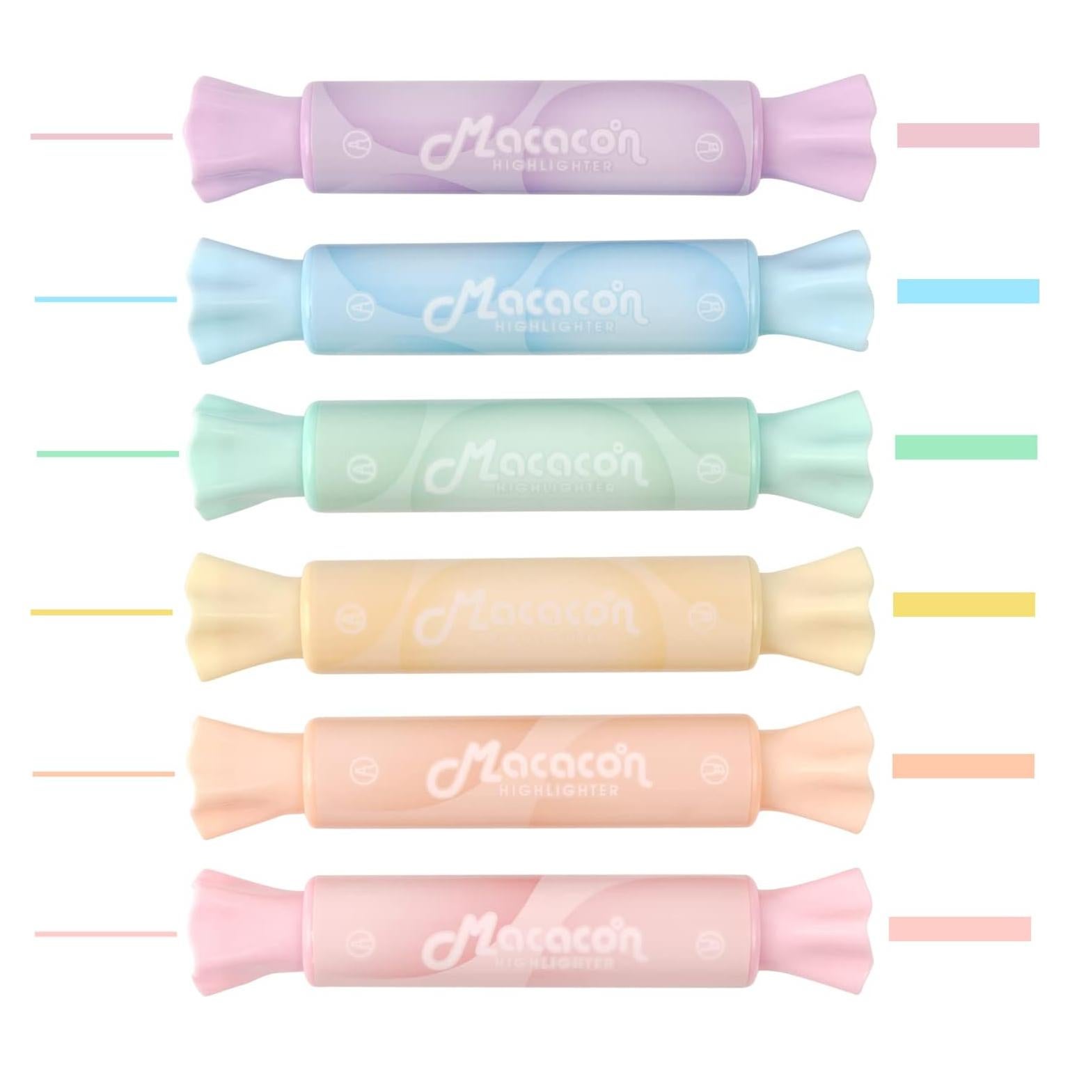 Resaltadores Chosch en Forma de Caramelo 6 Colores Macaron