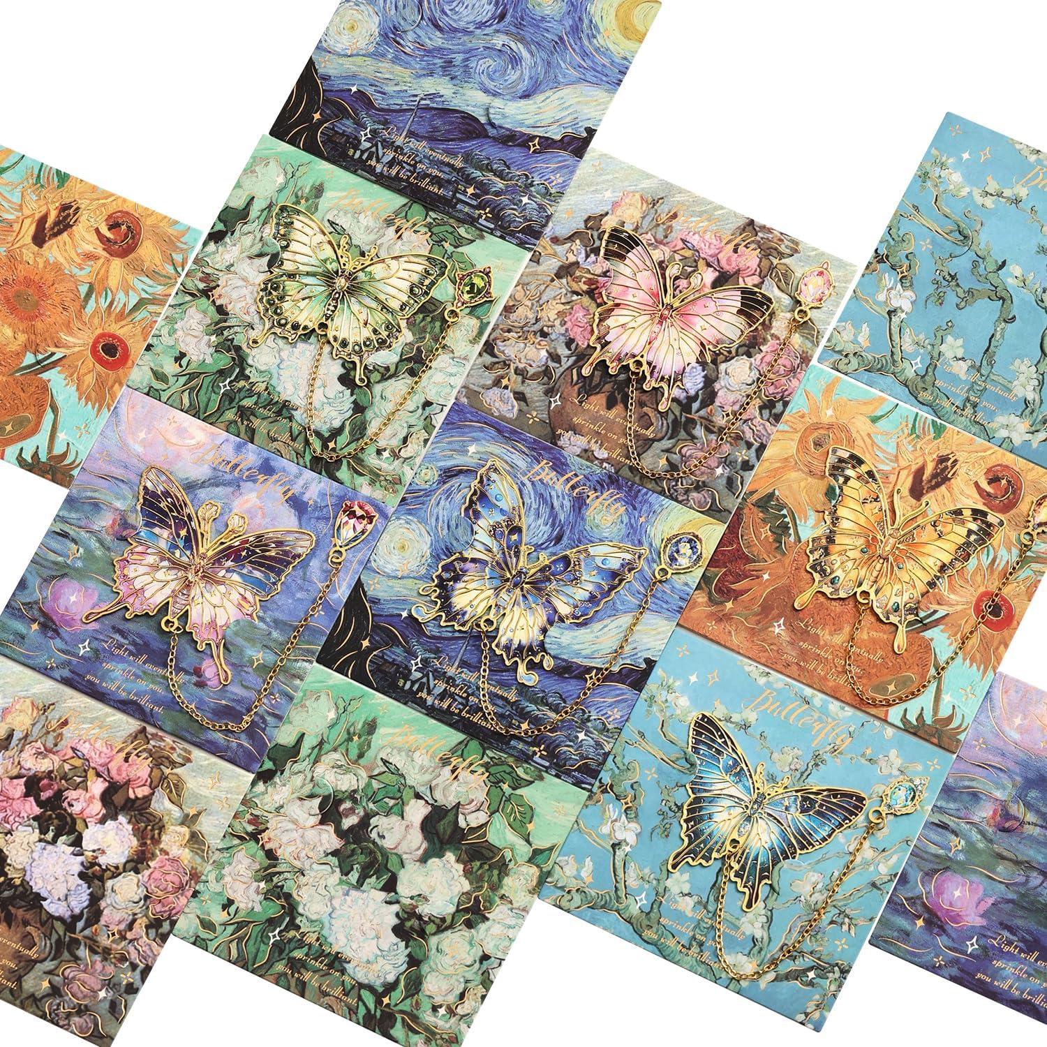 12 Marcadores de Libro de Metal PAGEMORE Mariposa Dorados