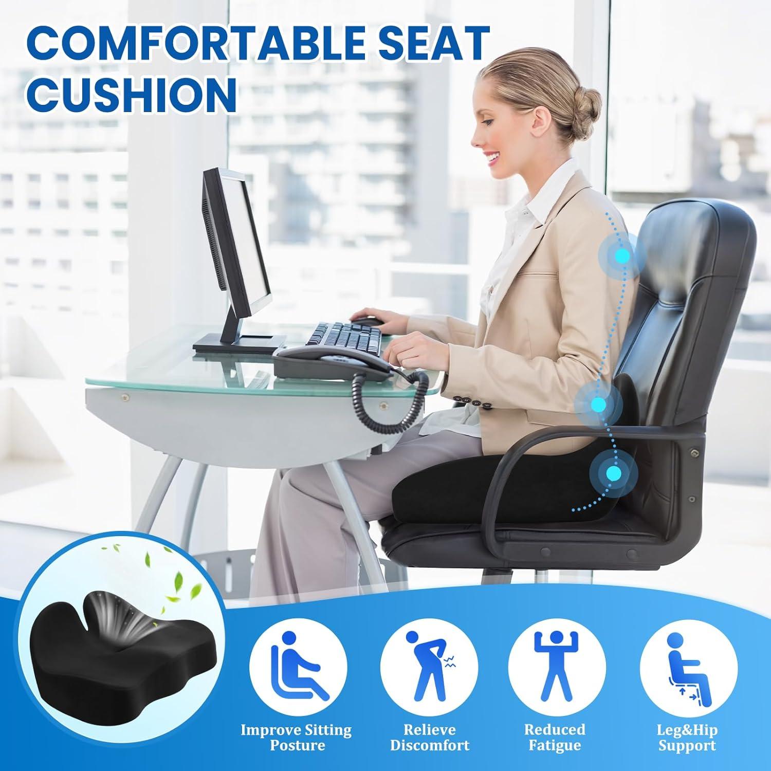 Cojín de Asiento CushZone Extra Grande Espuma Viscoelástica Negro