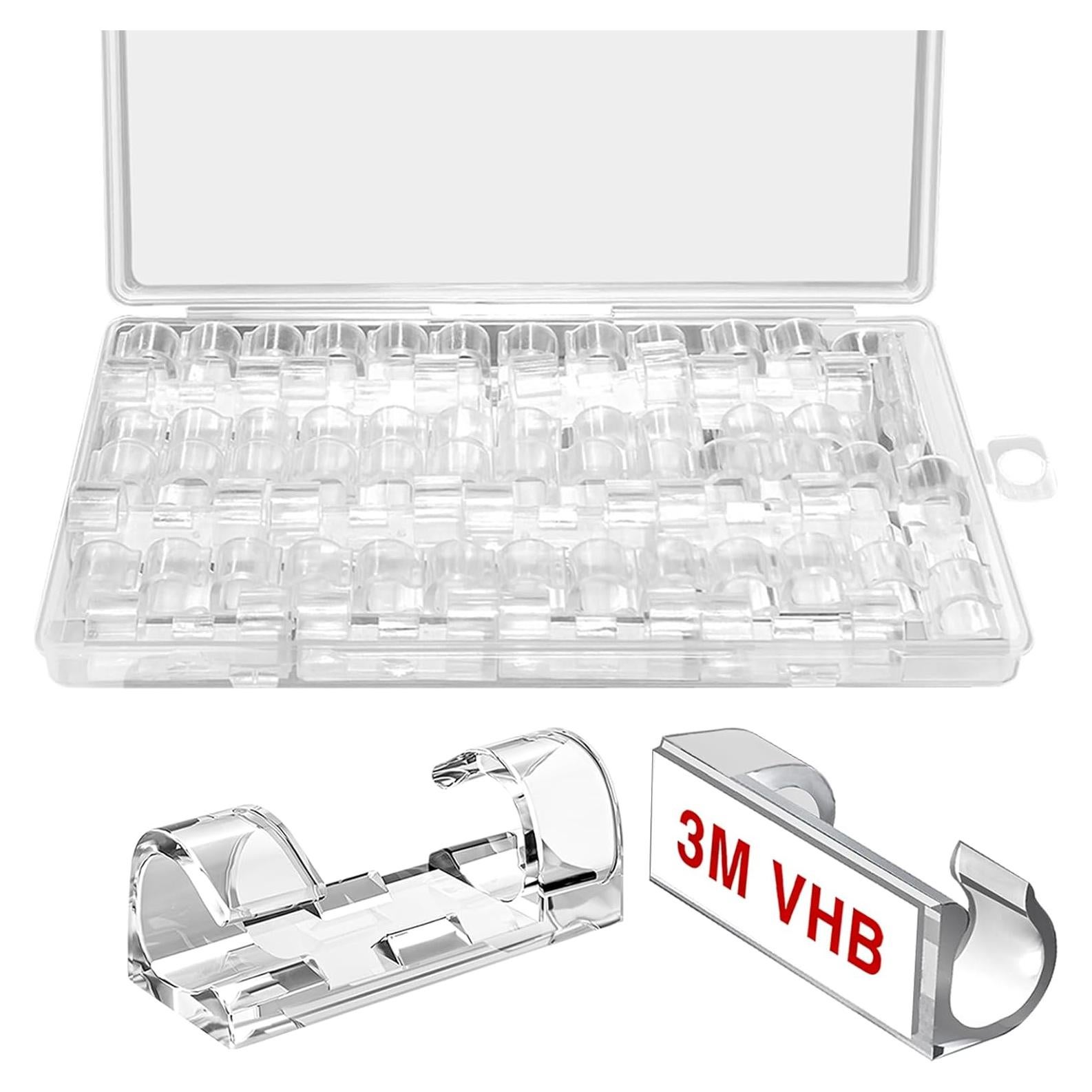 Clips de Cable Autoadhesivos 40pcs ABCDMM para Cables 3-8mm