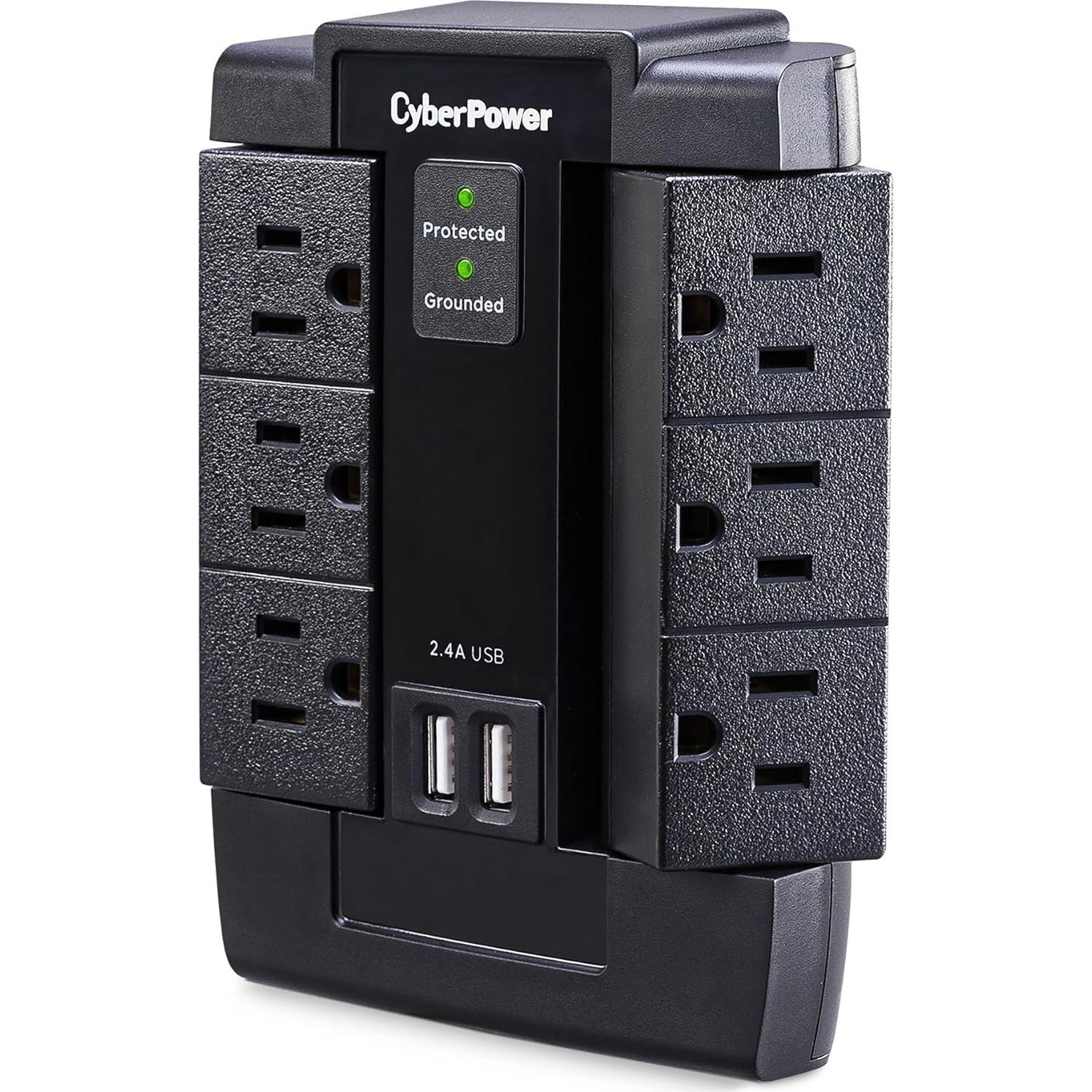 Protector contra Sobretensiones CyberPower CSP600WSU 1200J 6 Salidas USB