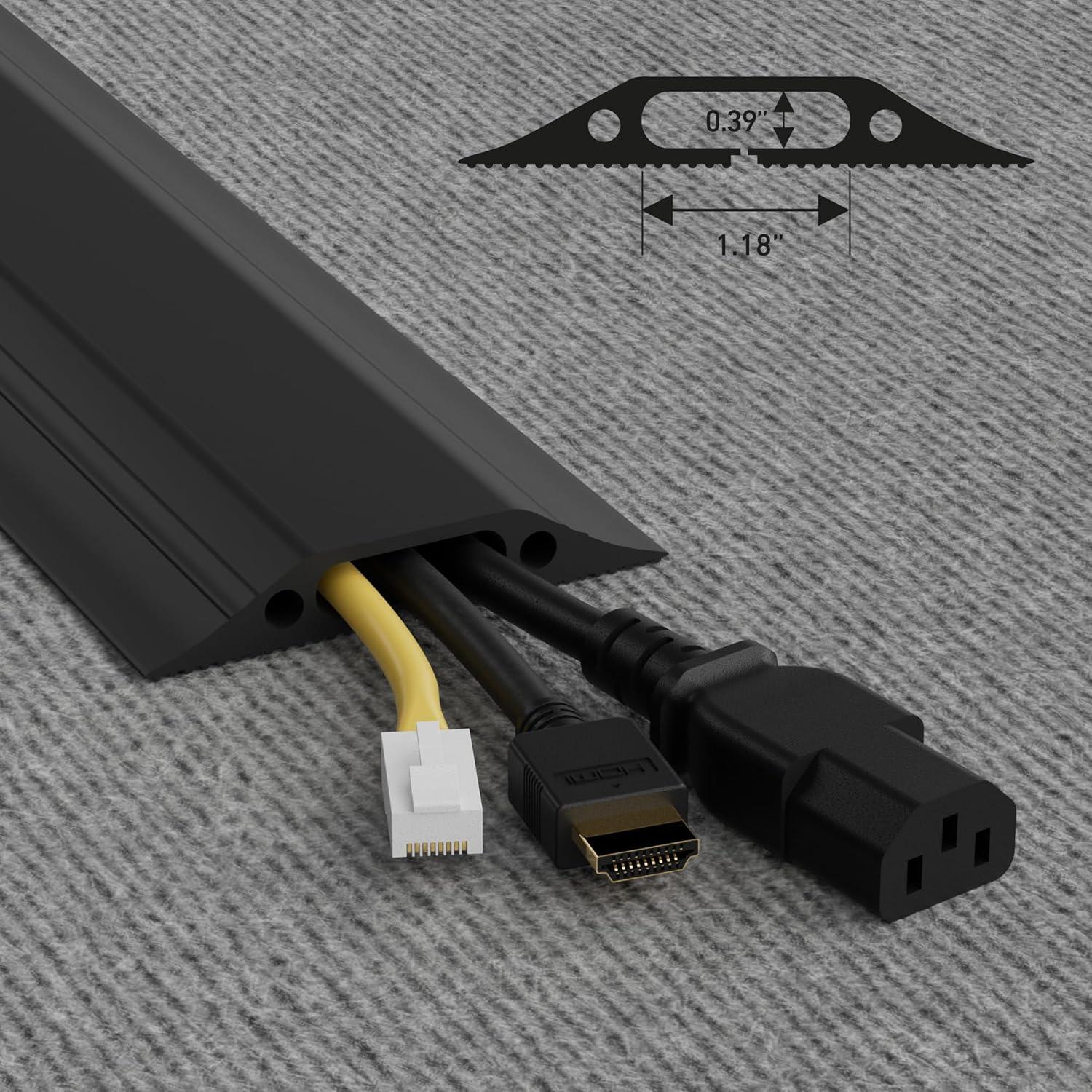 Cubierta de Cable de Suelo D-Line 1.83m Negra - Protector Pesado