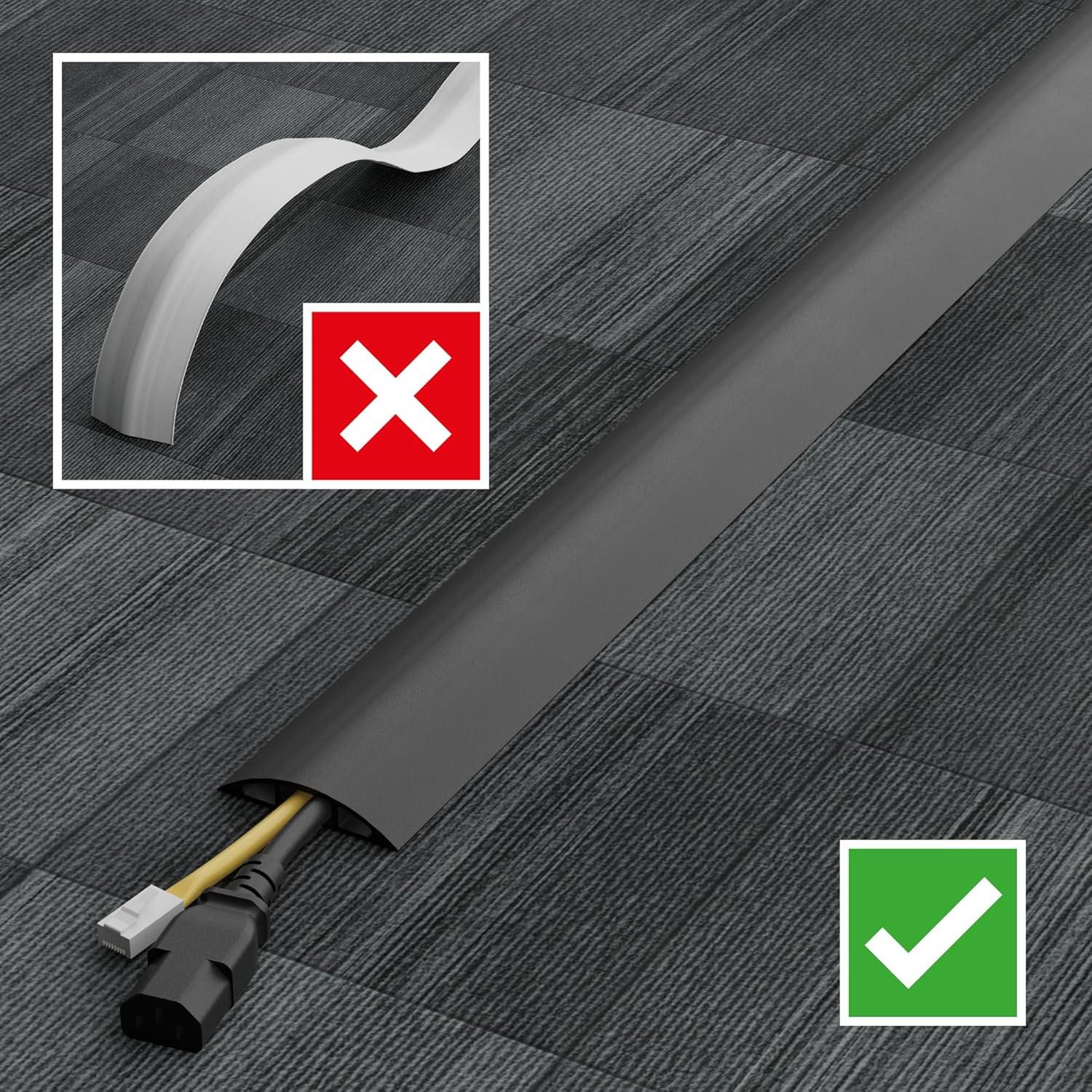 Cubierta de Cable de Suelo D-Line 1.83m Negra - Protector Pesado