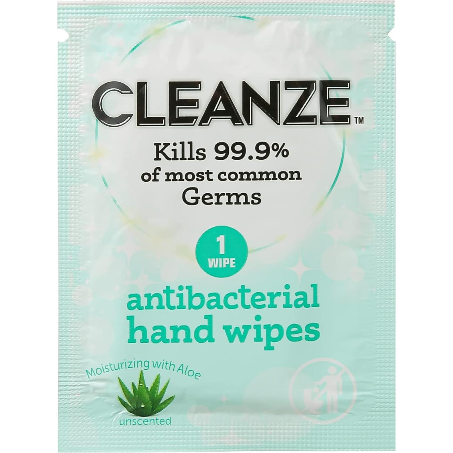 Toallitas Desinfectantes para Manos Cleanze - 50 Unidades Sin Fragancia con Aloe
