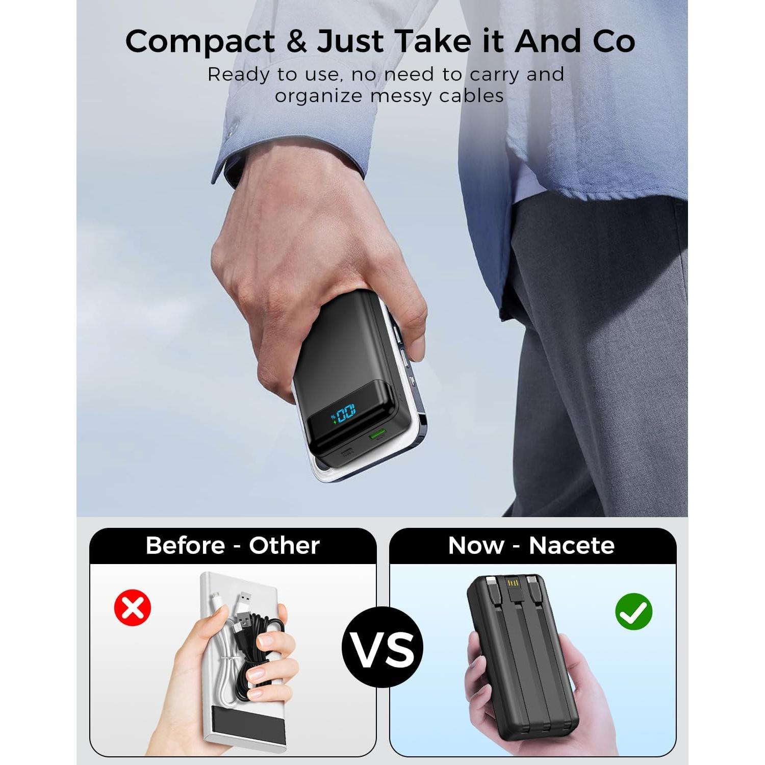 Cargador Portátil 40000mAh Nacete con Carga Rápida PD 22.5W