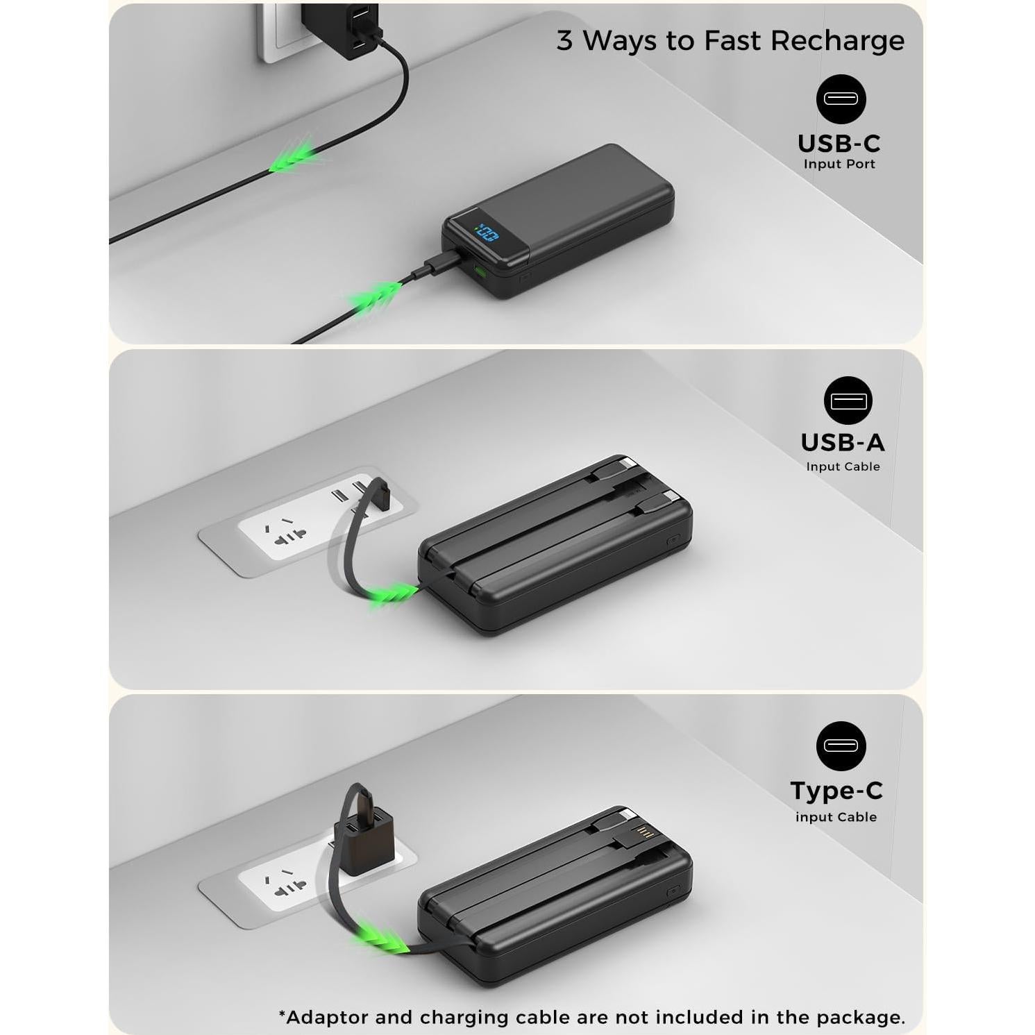 Cargador Portátil 40000mAh Nacete con Carga Rápida PD 22.5W