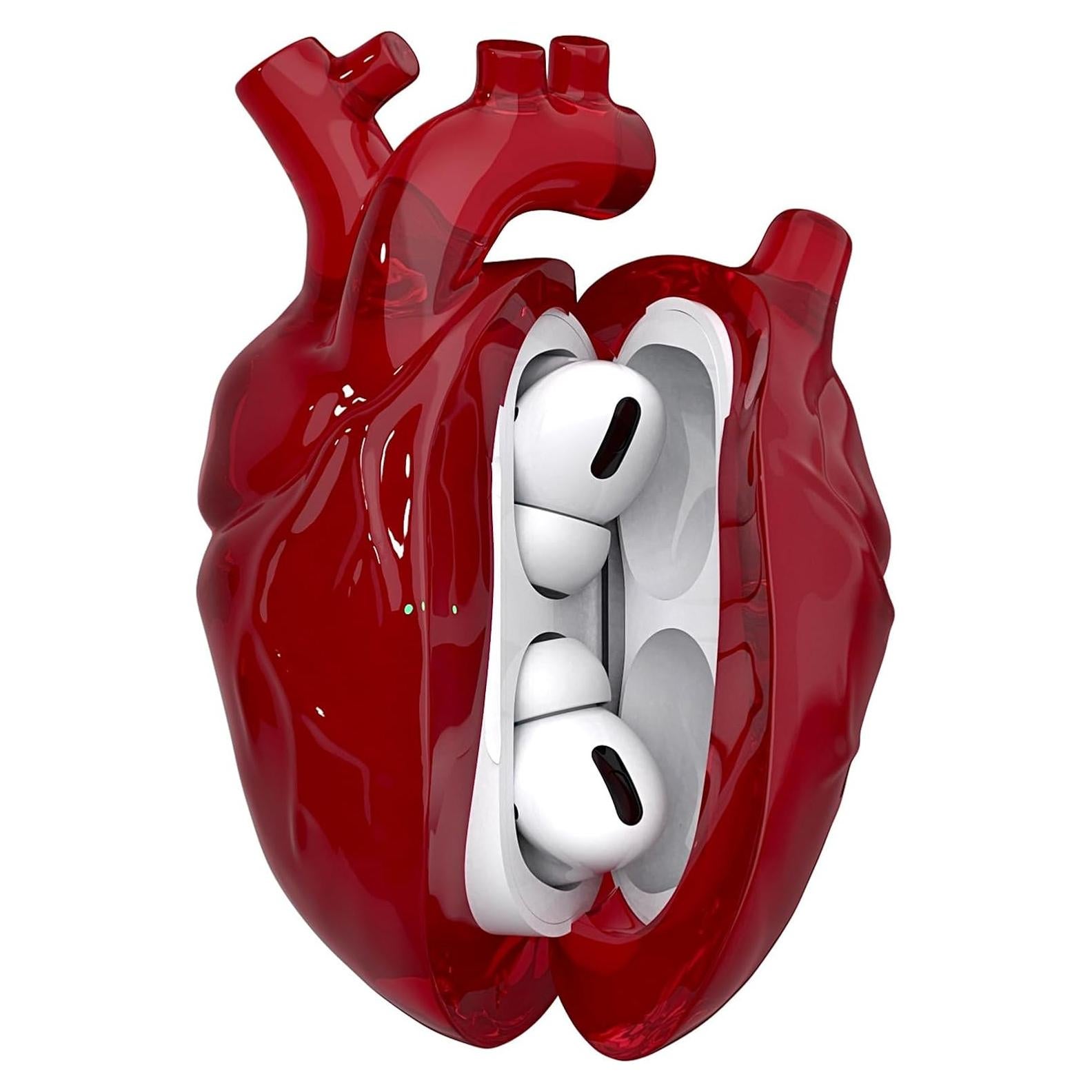 Funda Protectora Silicona Líquida Corazón AirPods Pro Rojo