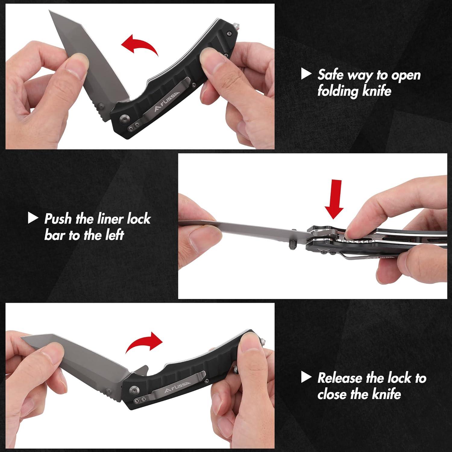 Cuchillo Plegable FLISSA con Hoja Tanto y Bloqueo de Liner