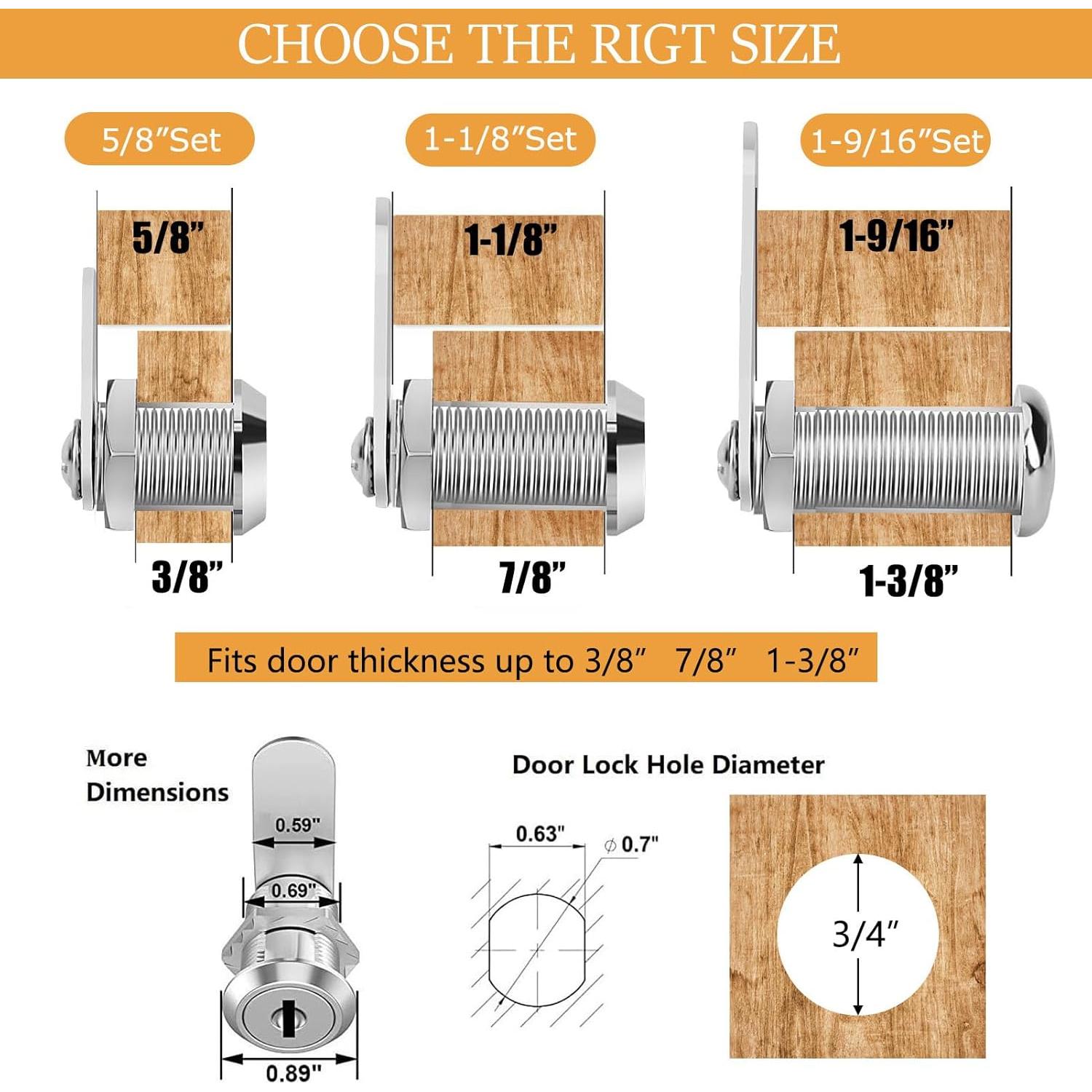 Cerradura de Cámara Zzbety para Gabinete 30mm con Llave Igual