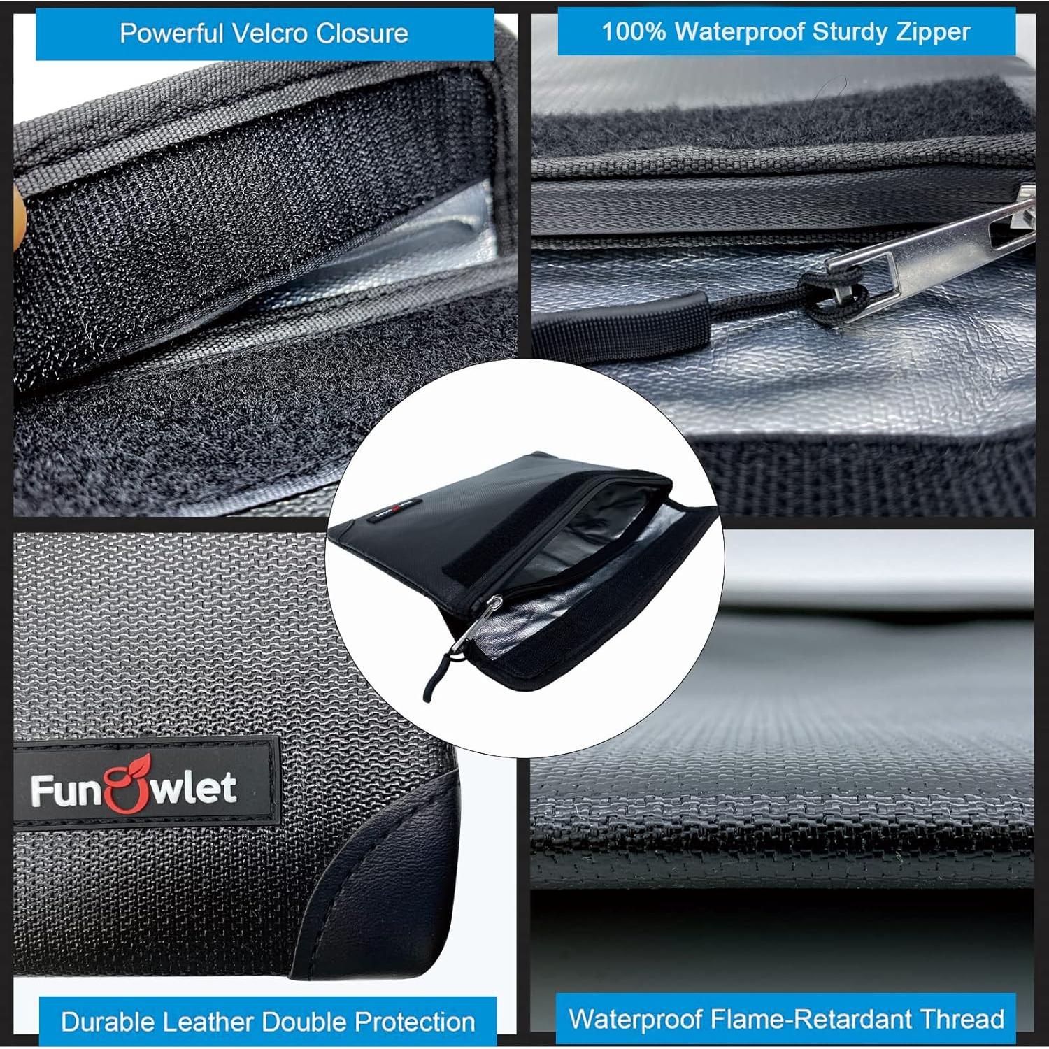 Bolsa de Documentos a Prueba de Fuego FunOwlet 28x19.5cm Negra