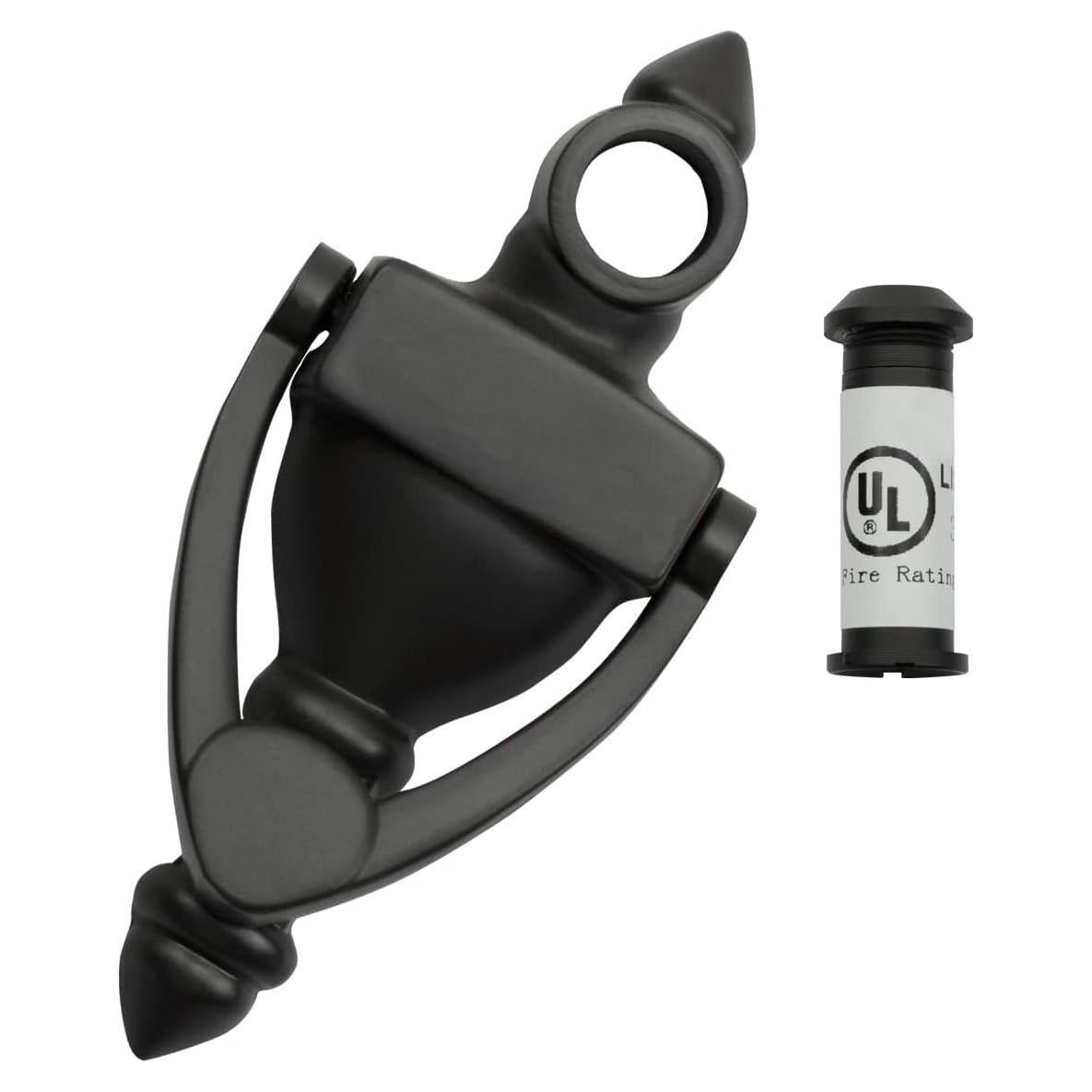 Tirador de puerta SANATO negro con visor a prueba de fuego 10 cm