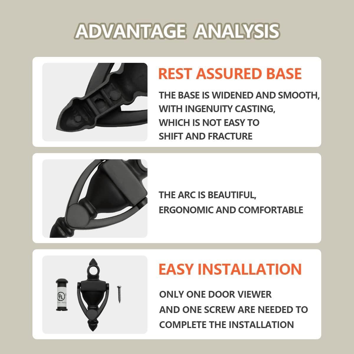 Tirador de puerta SANATO negro con visor a prueba de fuego 10 cm