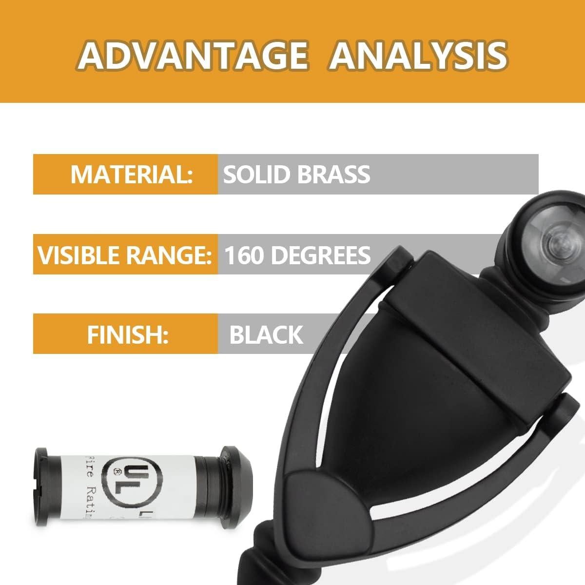 Tirador de puerta SANATO negro con visor a prueba de fuego 10 cm