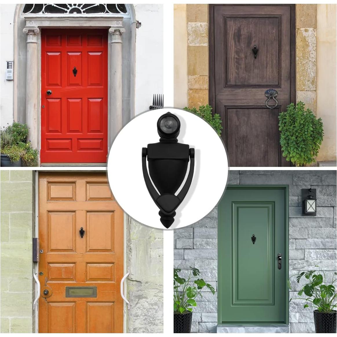 Tirador de puerta SANATO negro con visor a prueba de fuego 10 cm