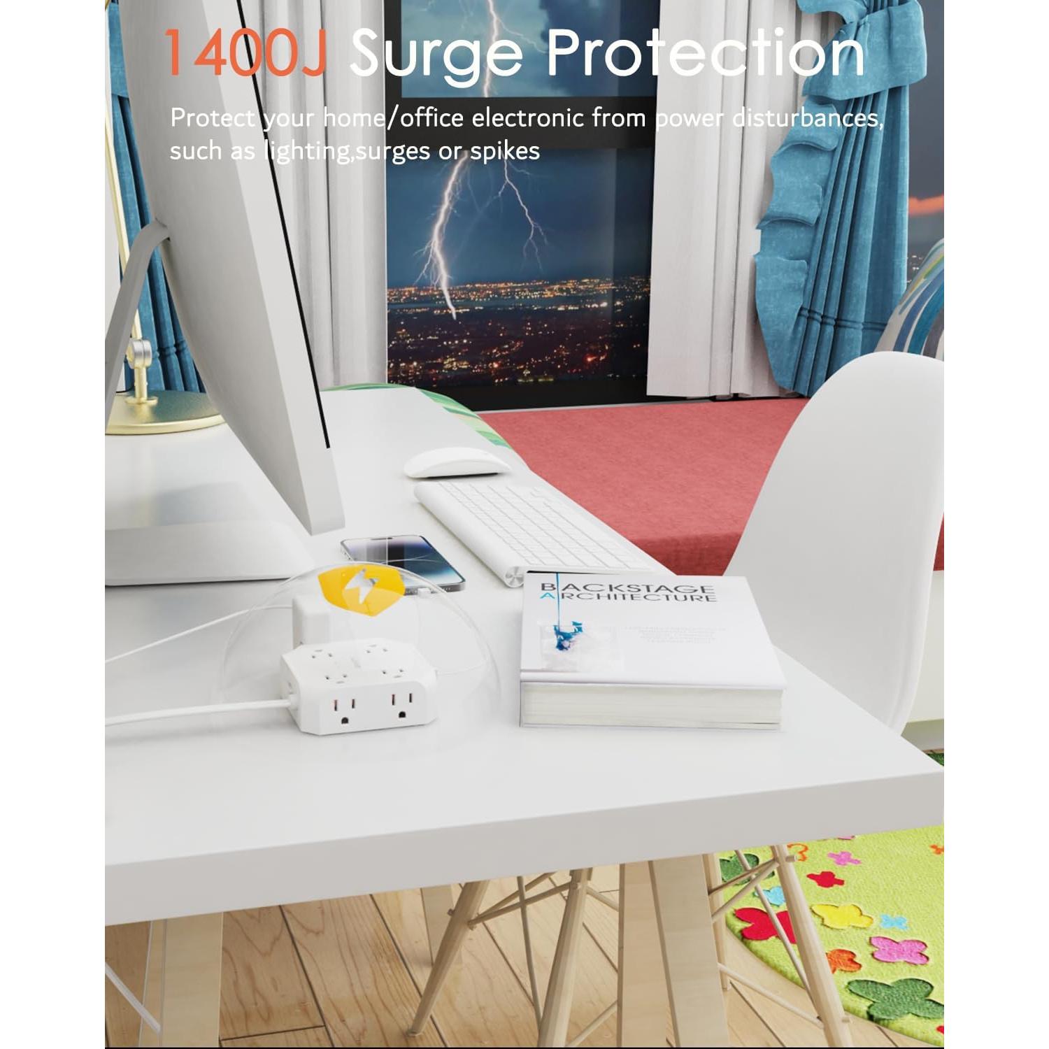 Regleta de 2 Clavijas a 3 Clavijas WRXDMC 8 Salidas AC 4 USB