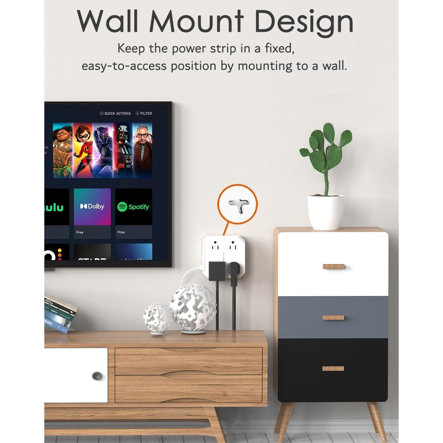 Regleta de 2 Clavijas a 3 Clavijas WRXDMC 8 Salidas AC 4 USB