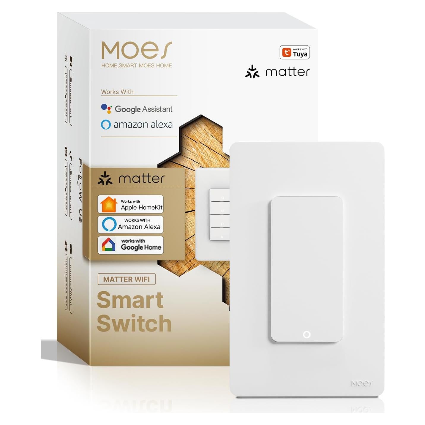 Interruptor de Luz Inteligente MOES Matter 2.4GHz Doble