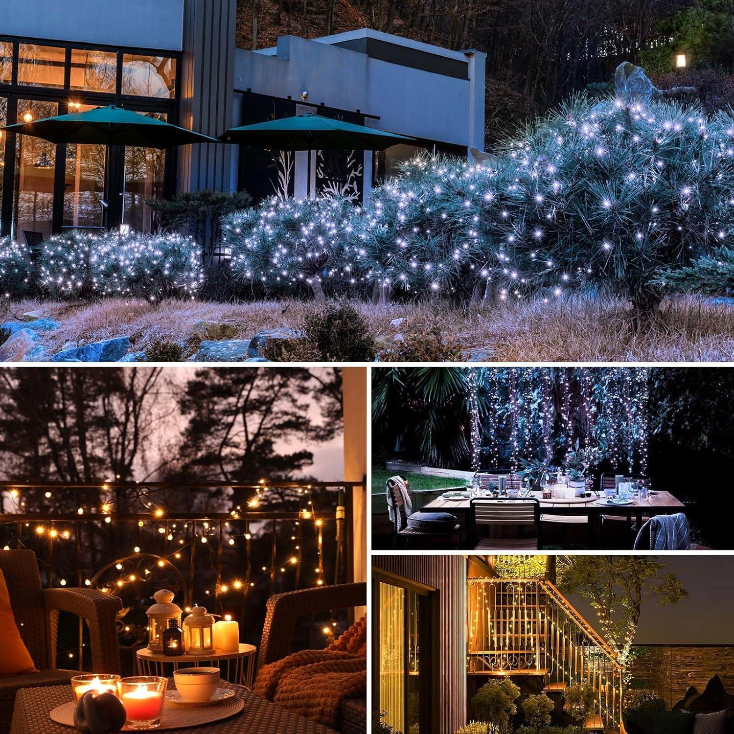 Luces de cadena solares Btfarm 160LED 20m 2 colores impermeables