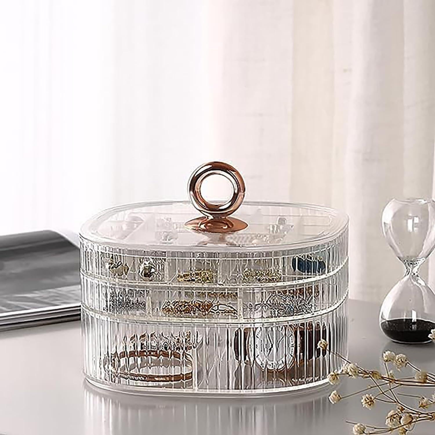 Caja de Joyería Acrílica HALAFE 3 Capas Transparente 16.5x16.5x10 cm