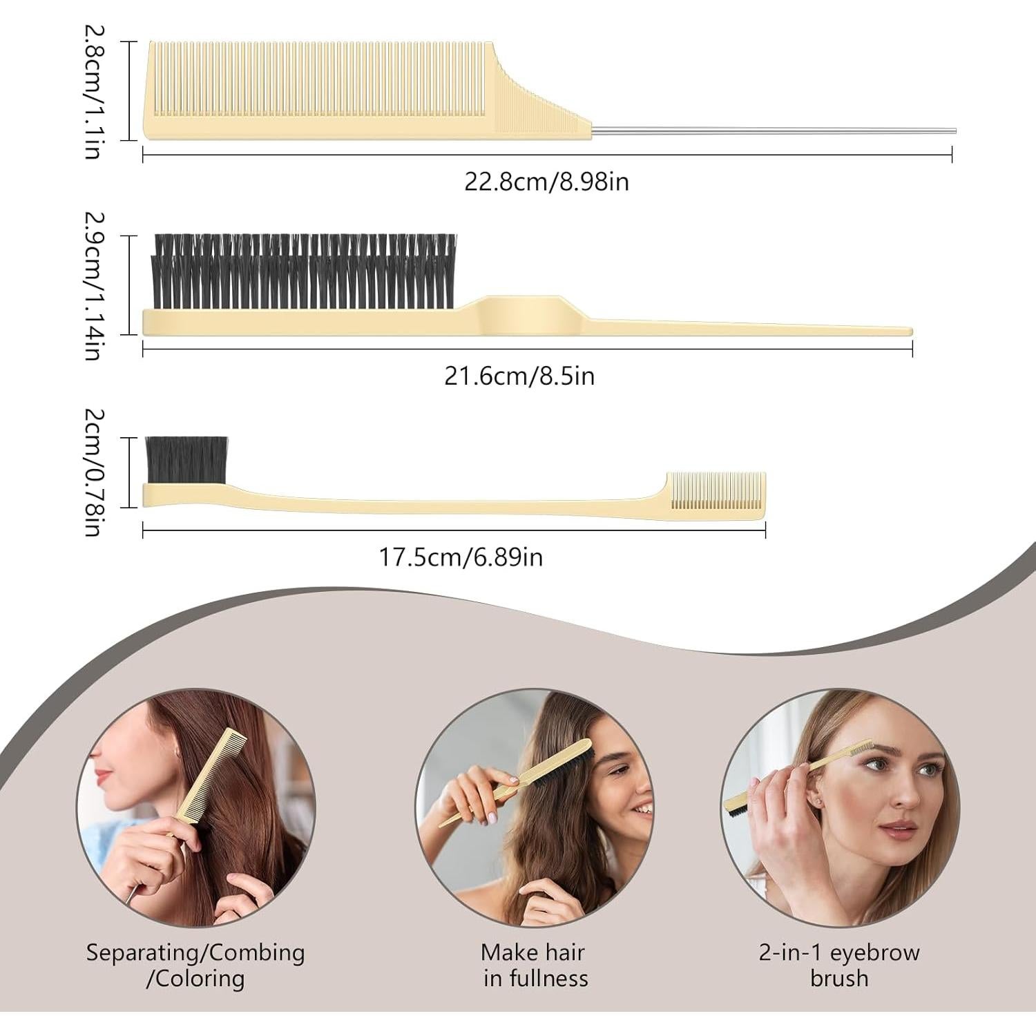 Cepillo Definidor de Rizos HEZ Beige - 4 Piezas Multifuncional