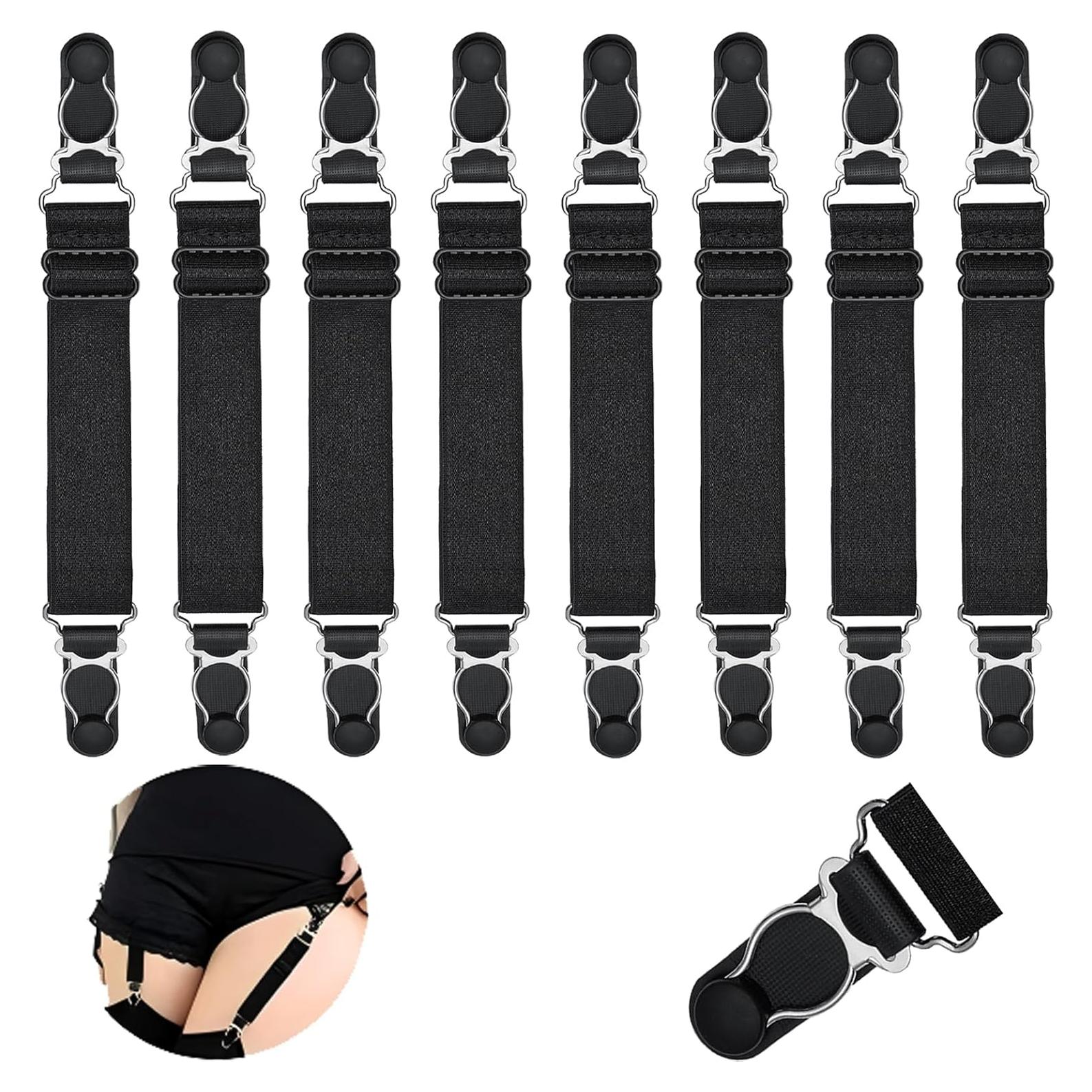 Clip de Medias Elástico Doble Vía WILLWIN para Mujeres - 8 Pcs Negro