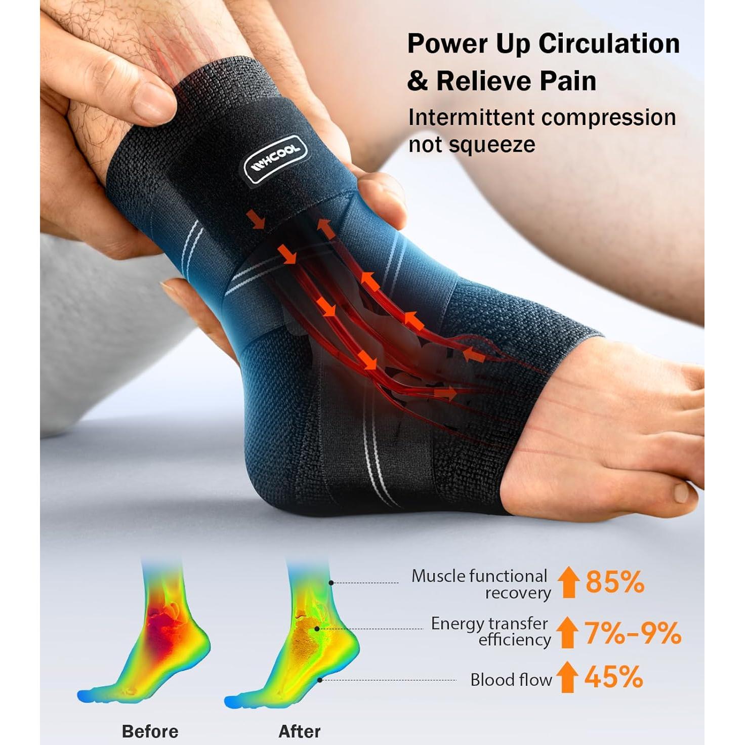 Faja de Compresión para Tobillo WHCOOL Pequeña Negra 7 Zonas