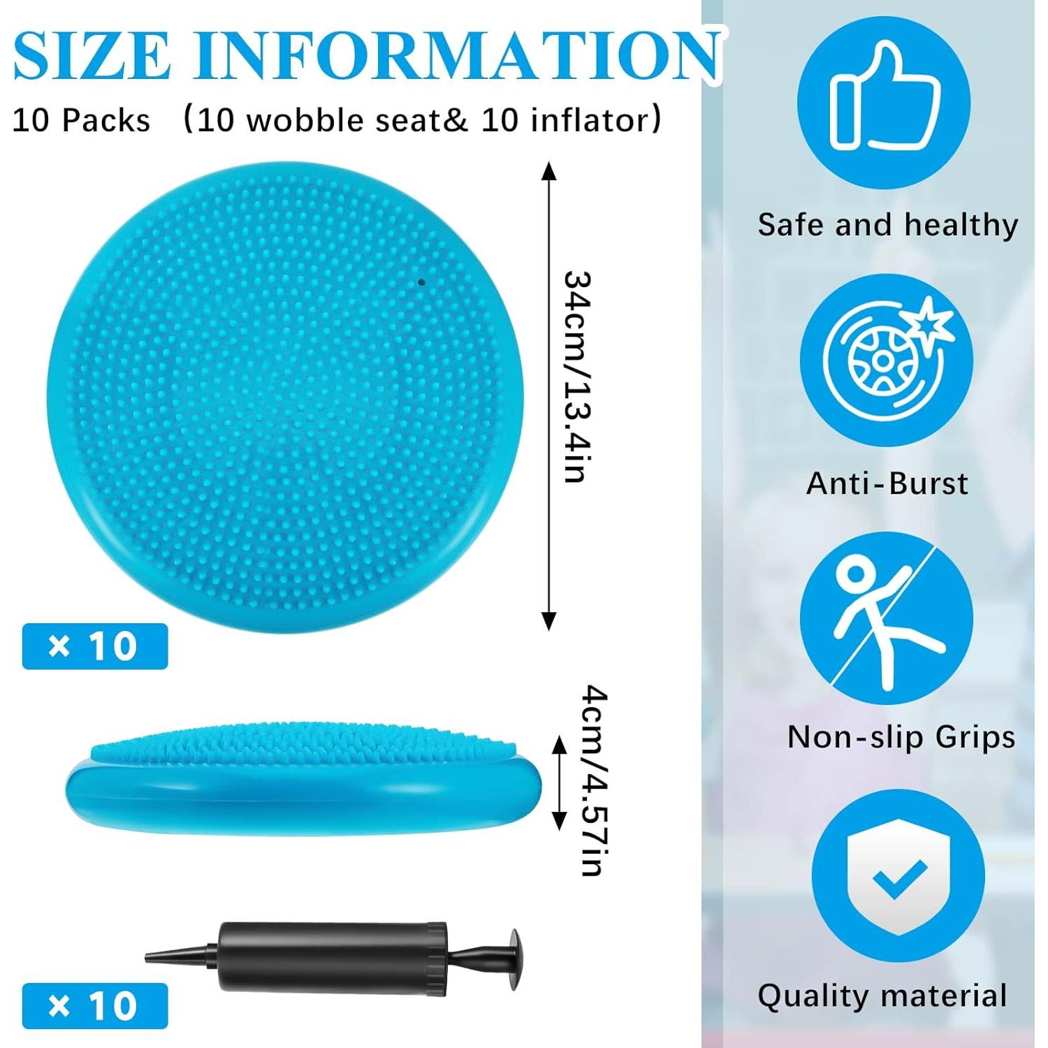 10 Cojines Inestables Amylove para Niños 34 cm Verde Menta