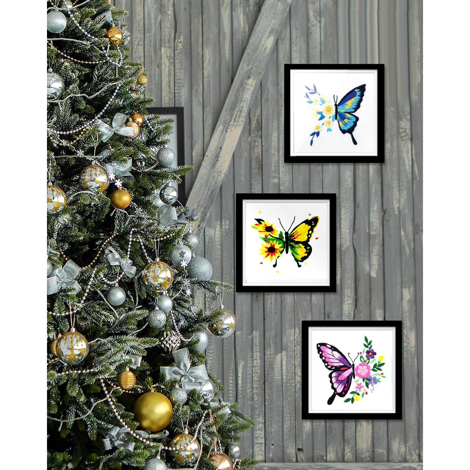 Kit de Bordado TINDTOP para Principiantes Adultos - Mariposa y Flor